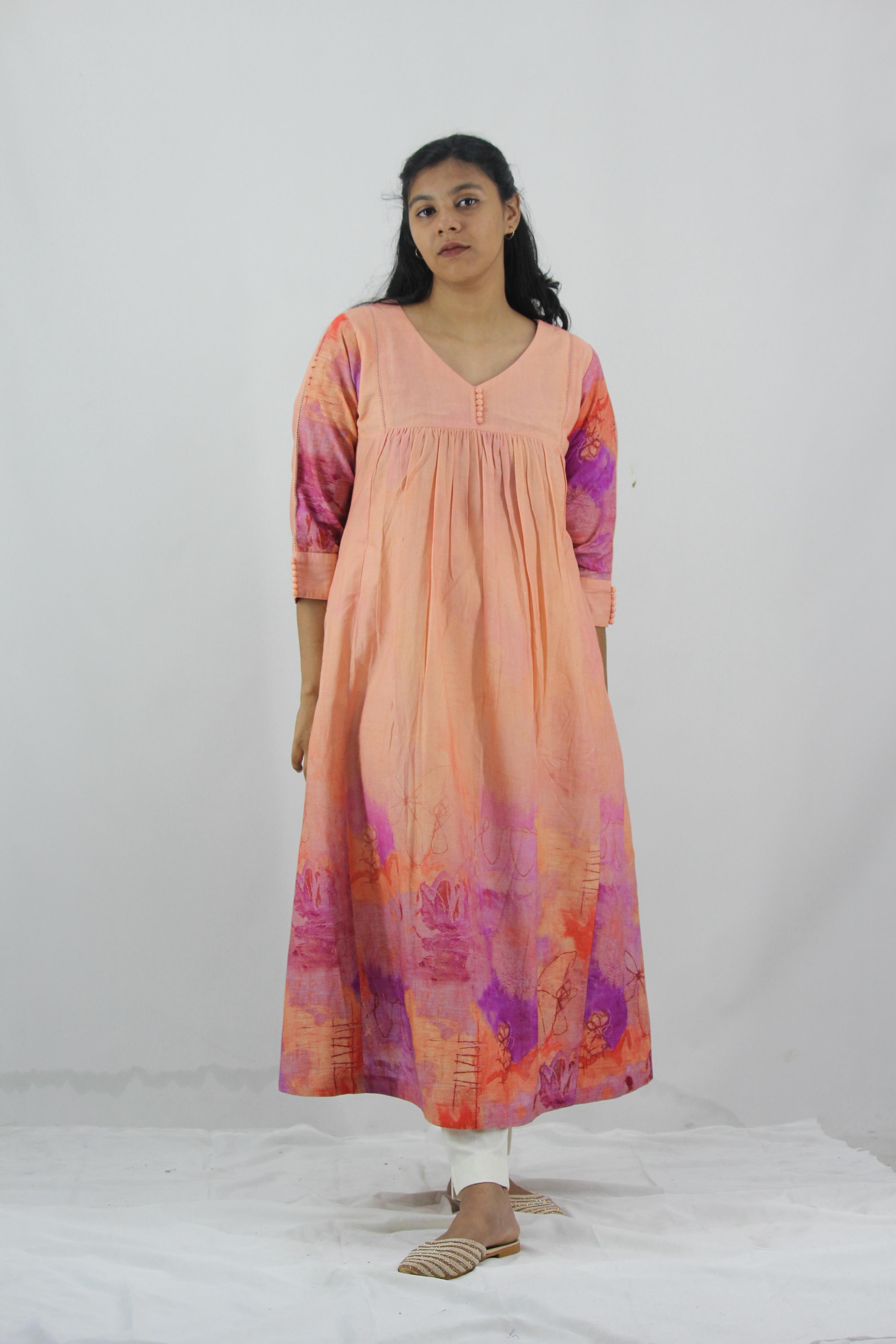 Linen Cotton Daman A-Line Kurta