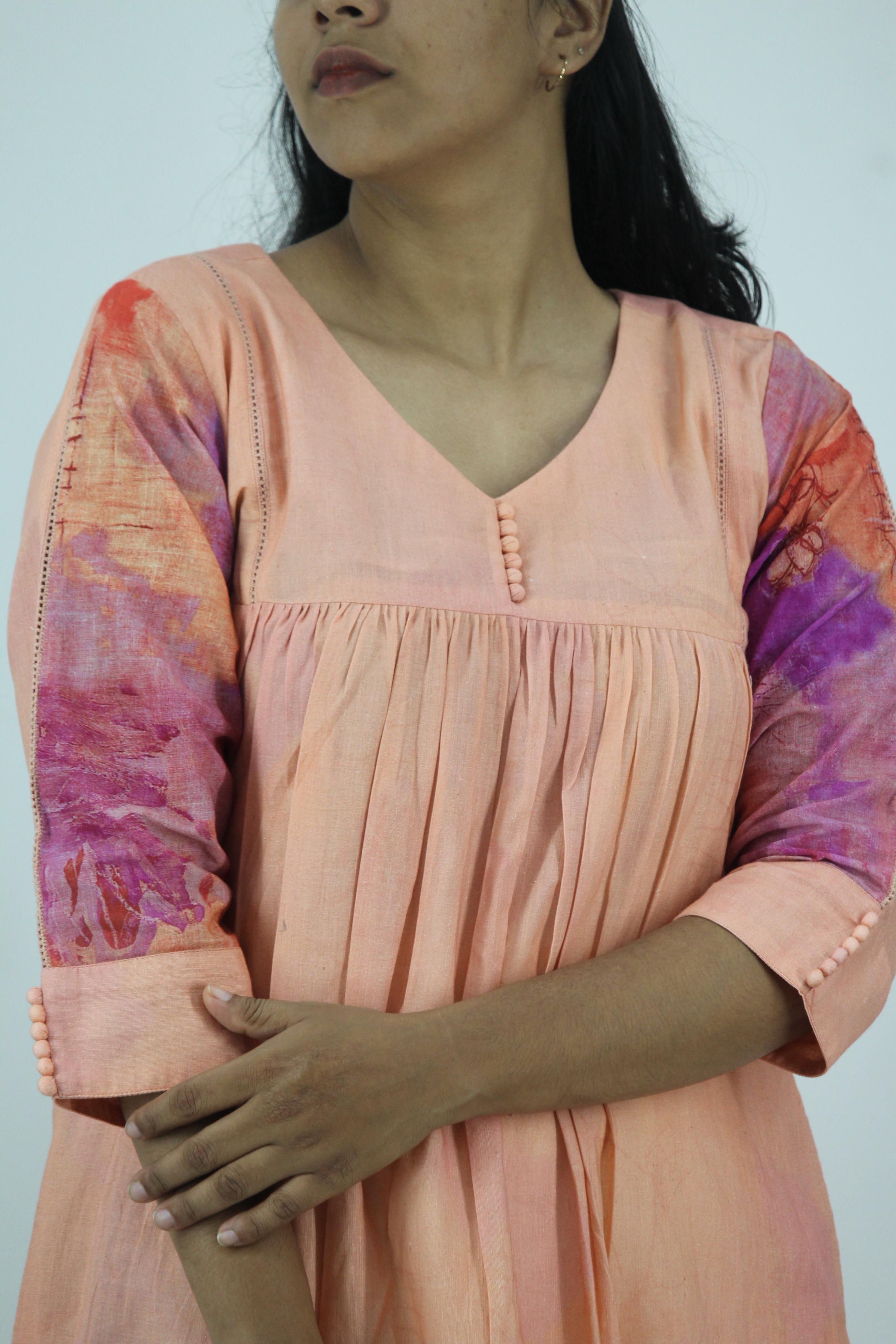 Linen Cotton Daman A-Line Kurta