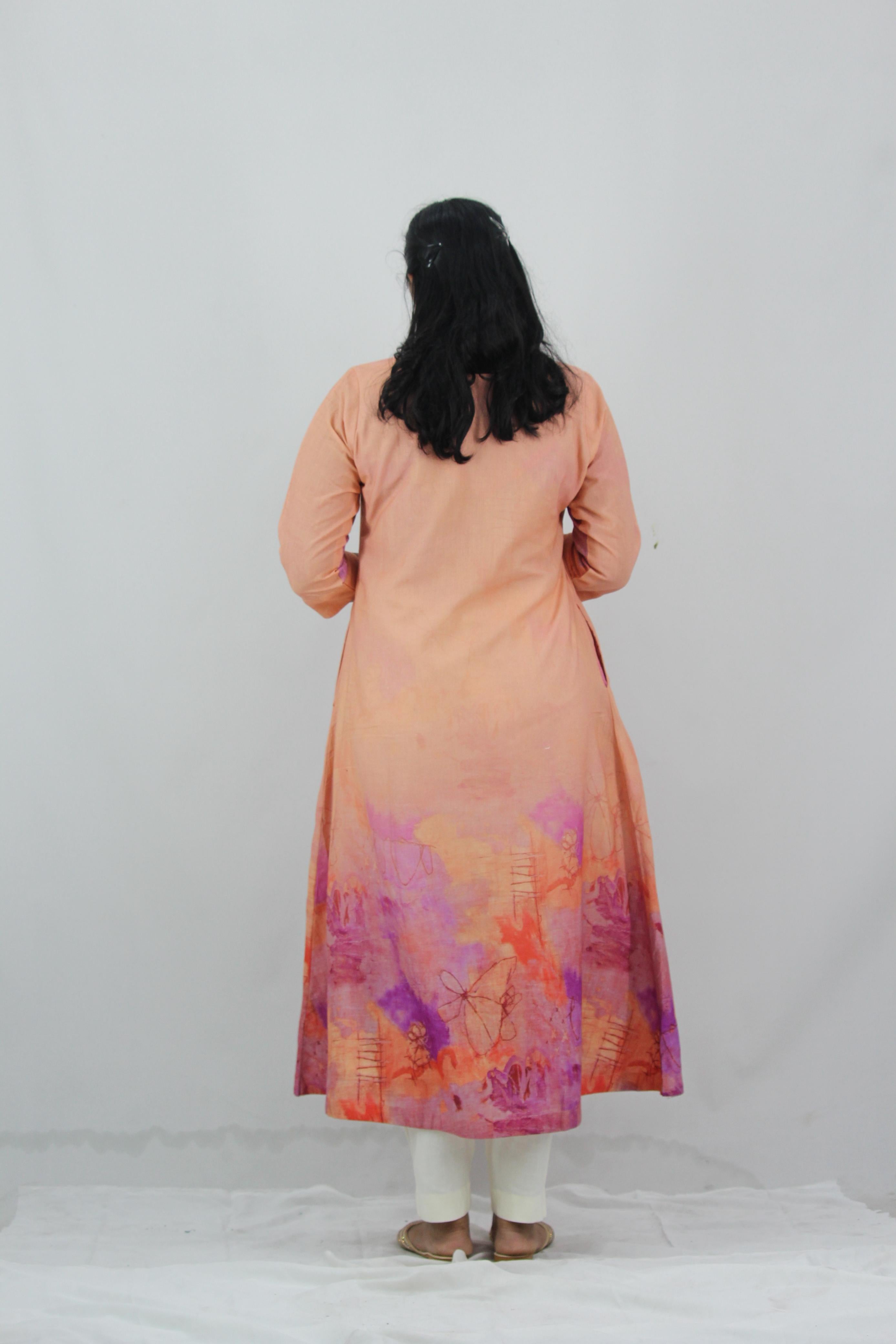 Linen Cotton Daman A-Line Kurta