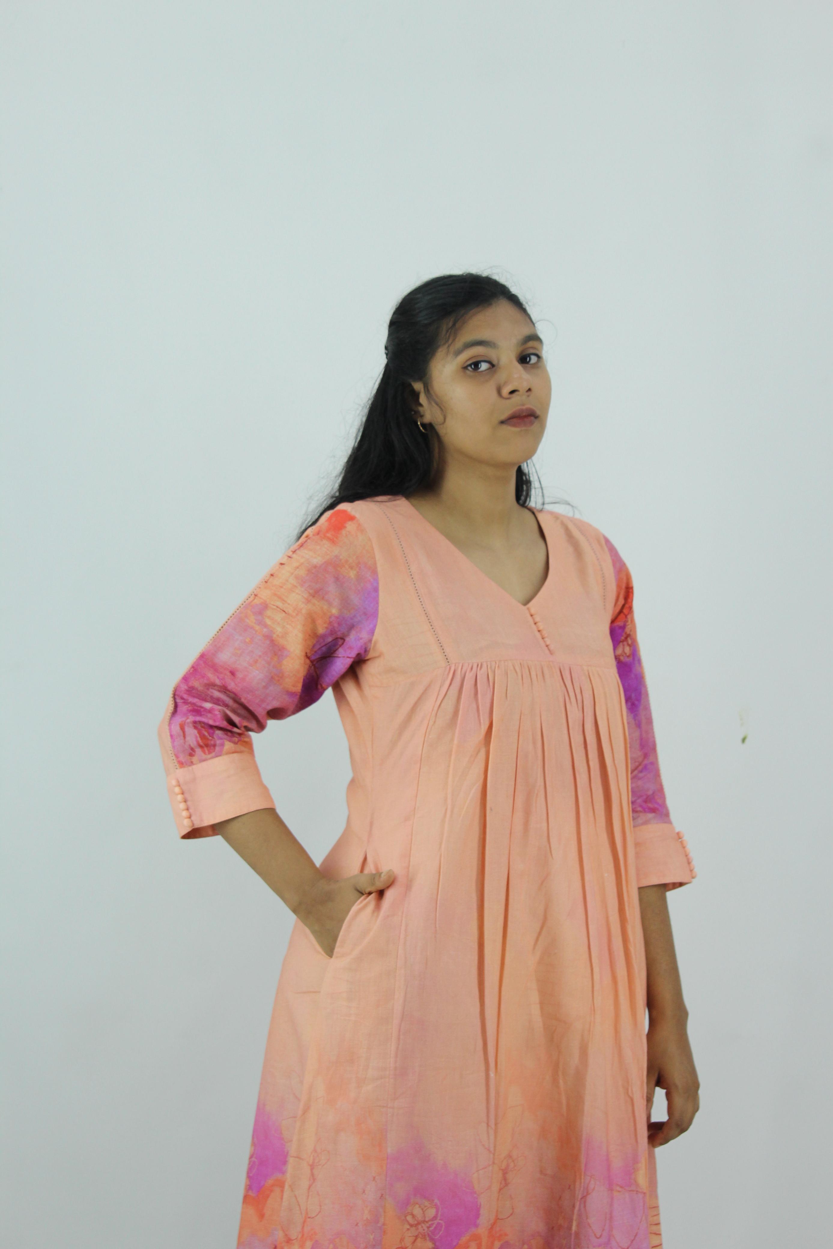 Linen Cotton Daman A-Line Kurta