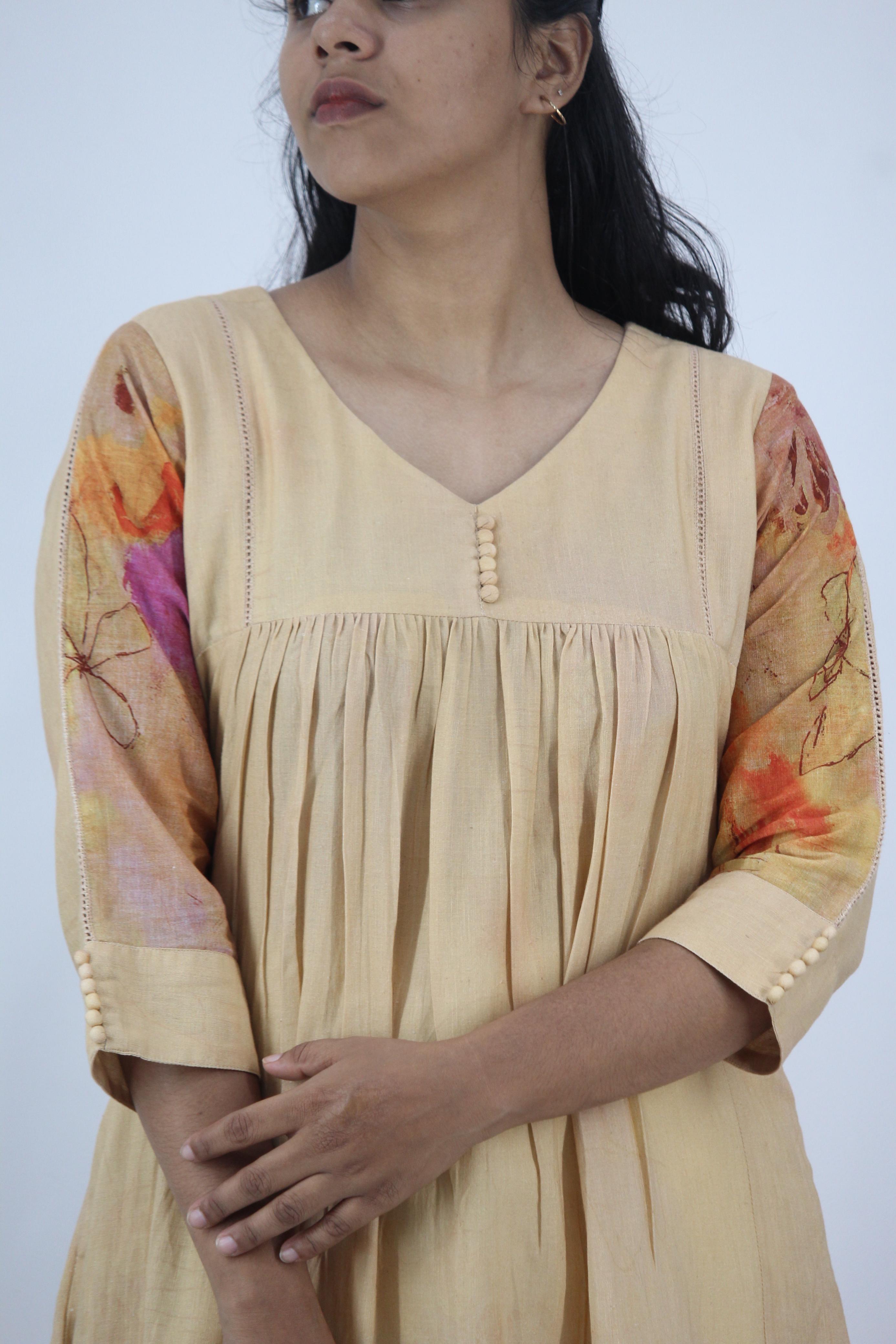 Linen Cotton Daman A-Line Kurta