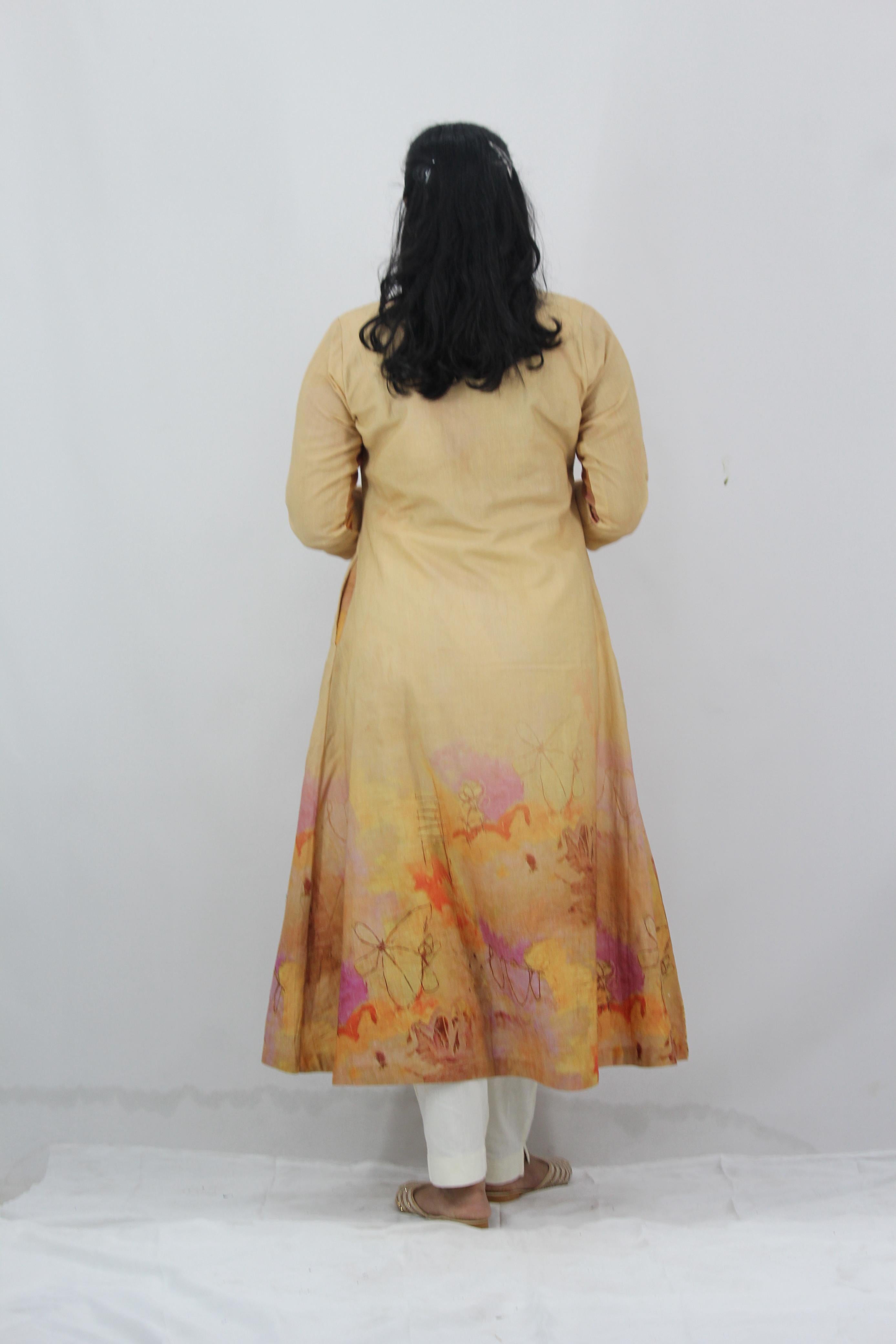 Linen Cotton Daman A-Line Kurta