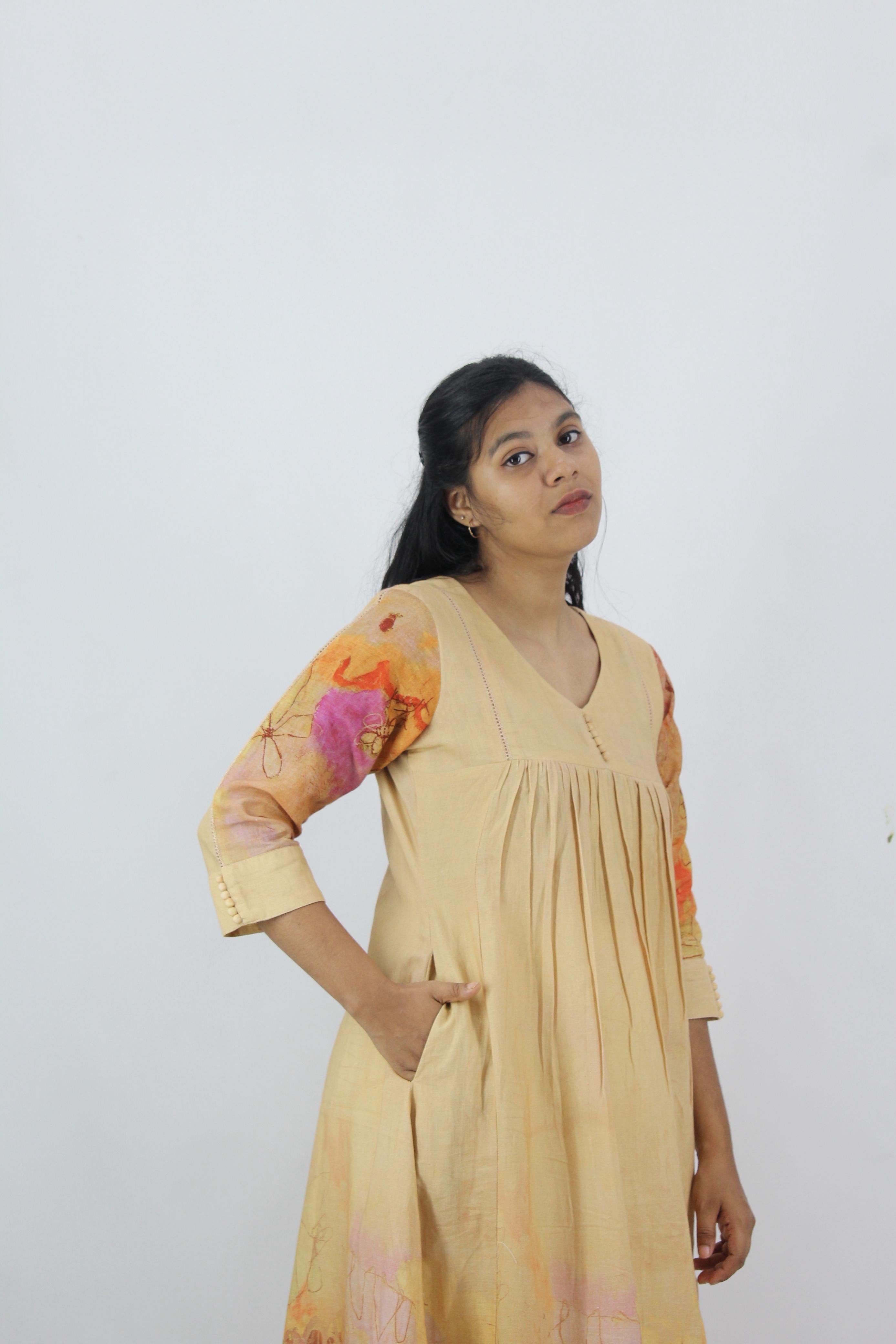 Linen Cotton Daman A-Line Kurta