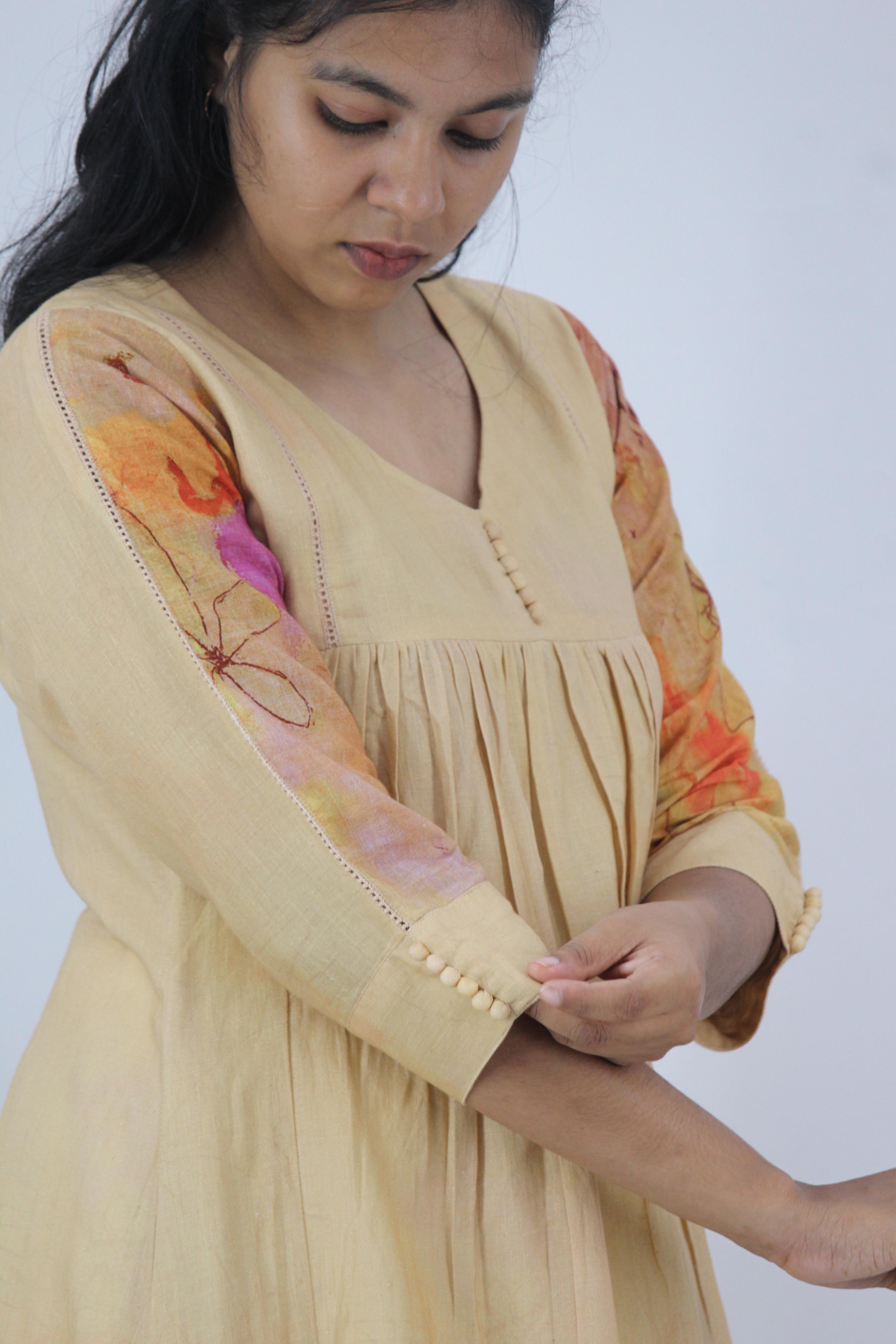 Linen Cotton Daman A-Line Kurta
