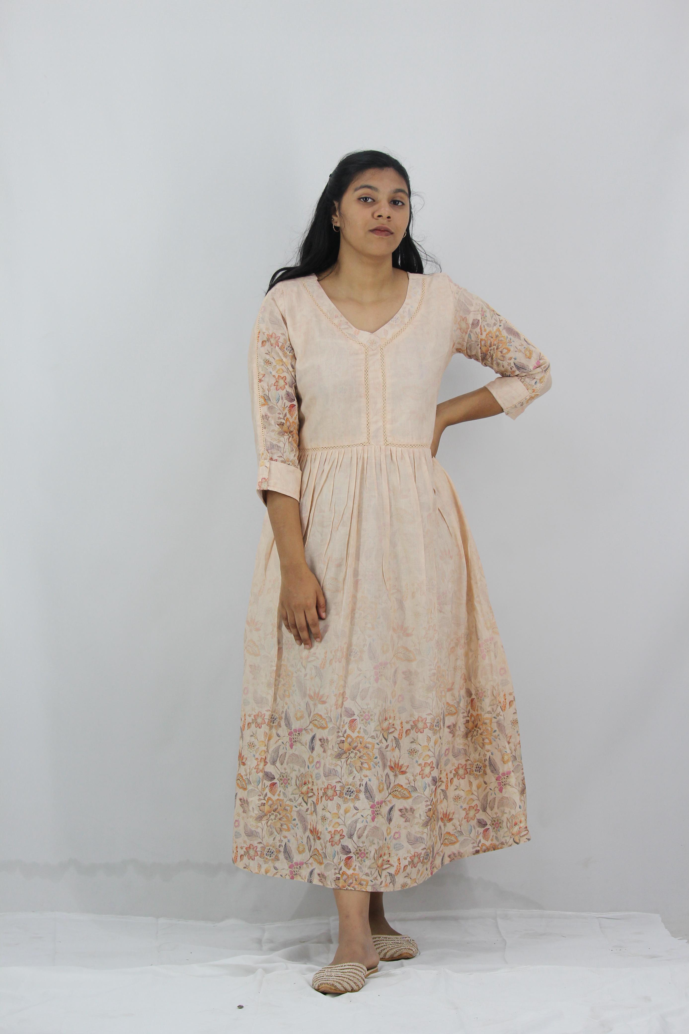 Linen Cotton Daman A-Line Kurta