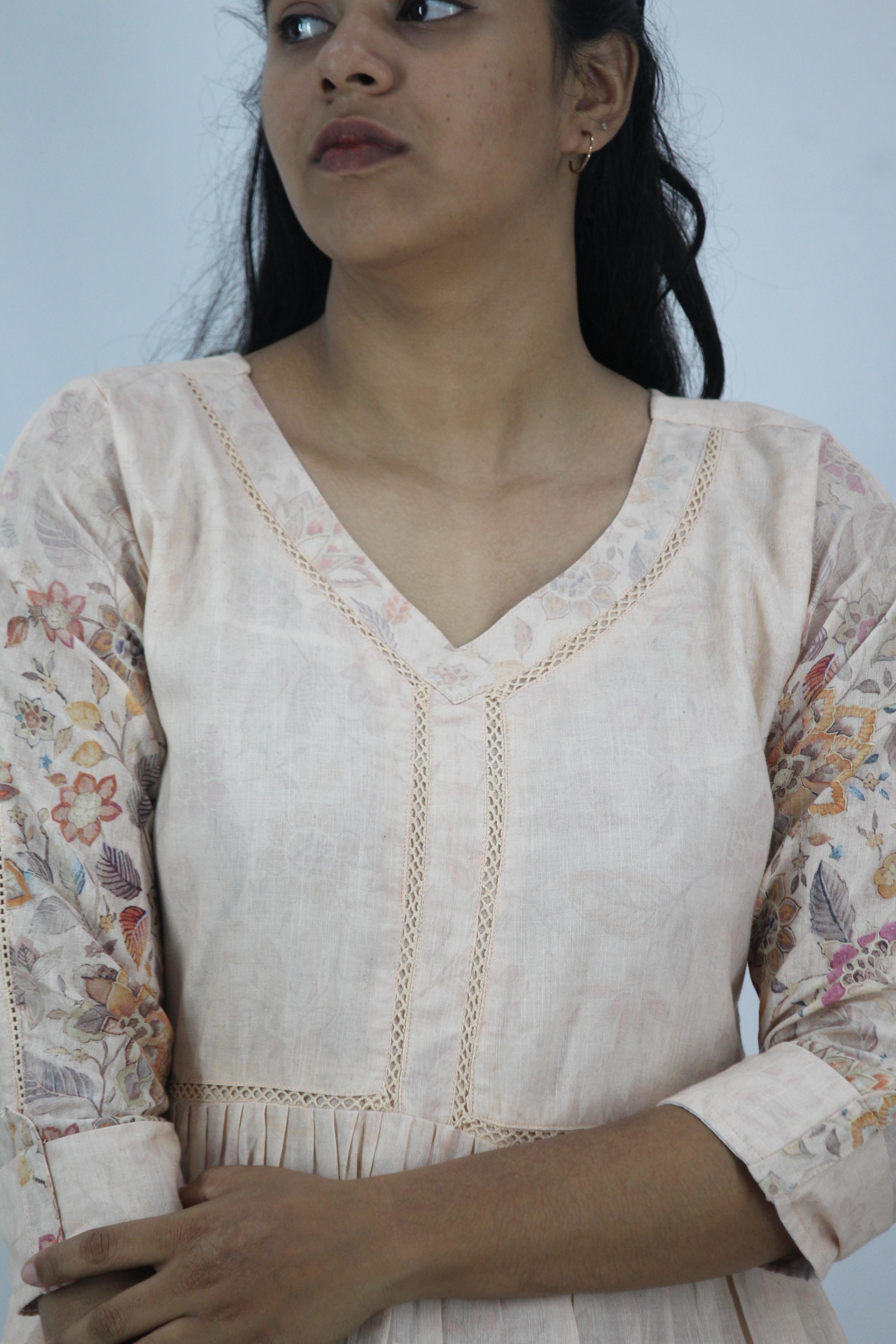 Linen Cotton Daman A-Line Kurta