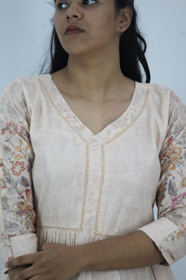 Linen Cotton Daman A-Line Kurta