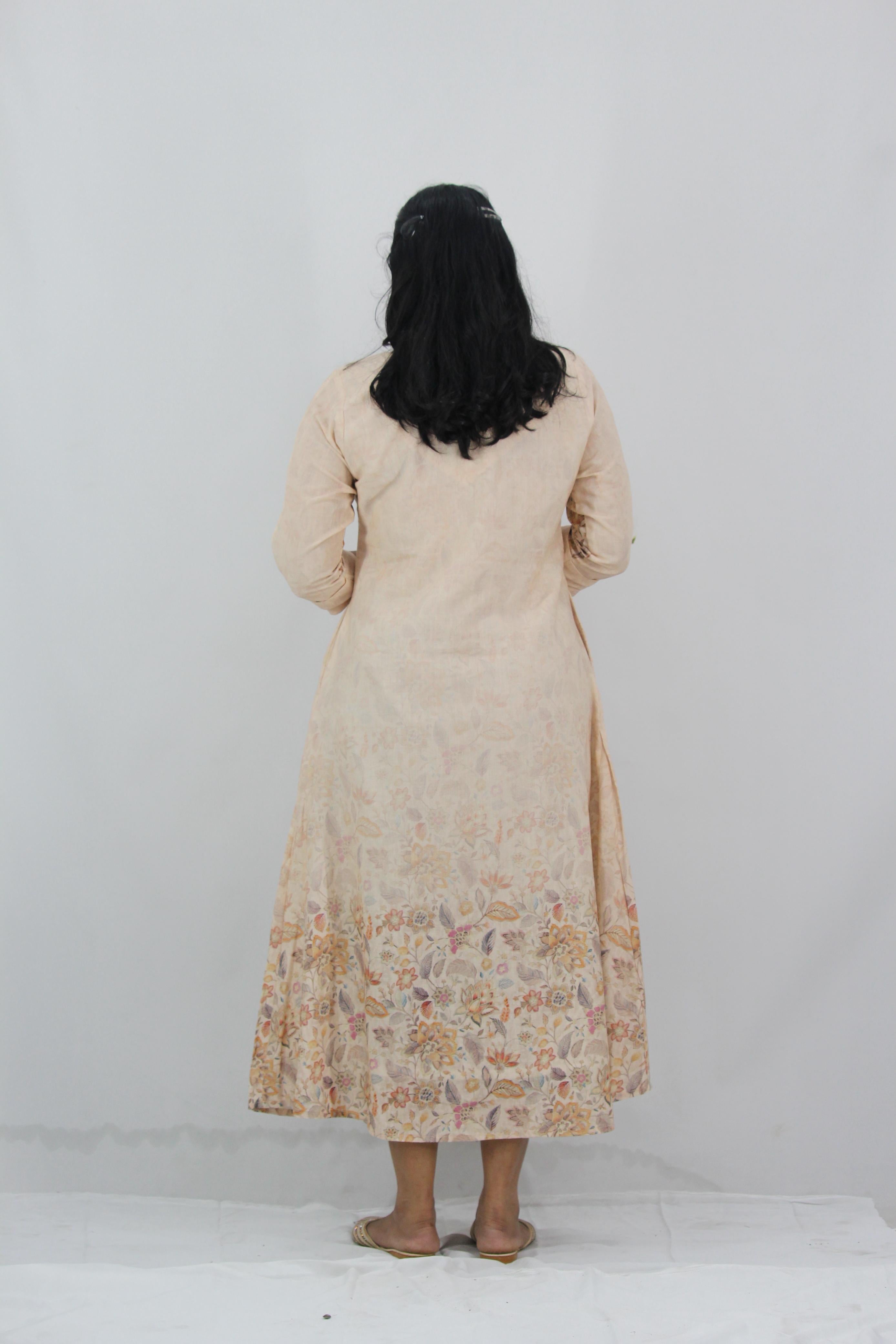 Linen Cotton Daman A-Line Kurta
