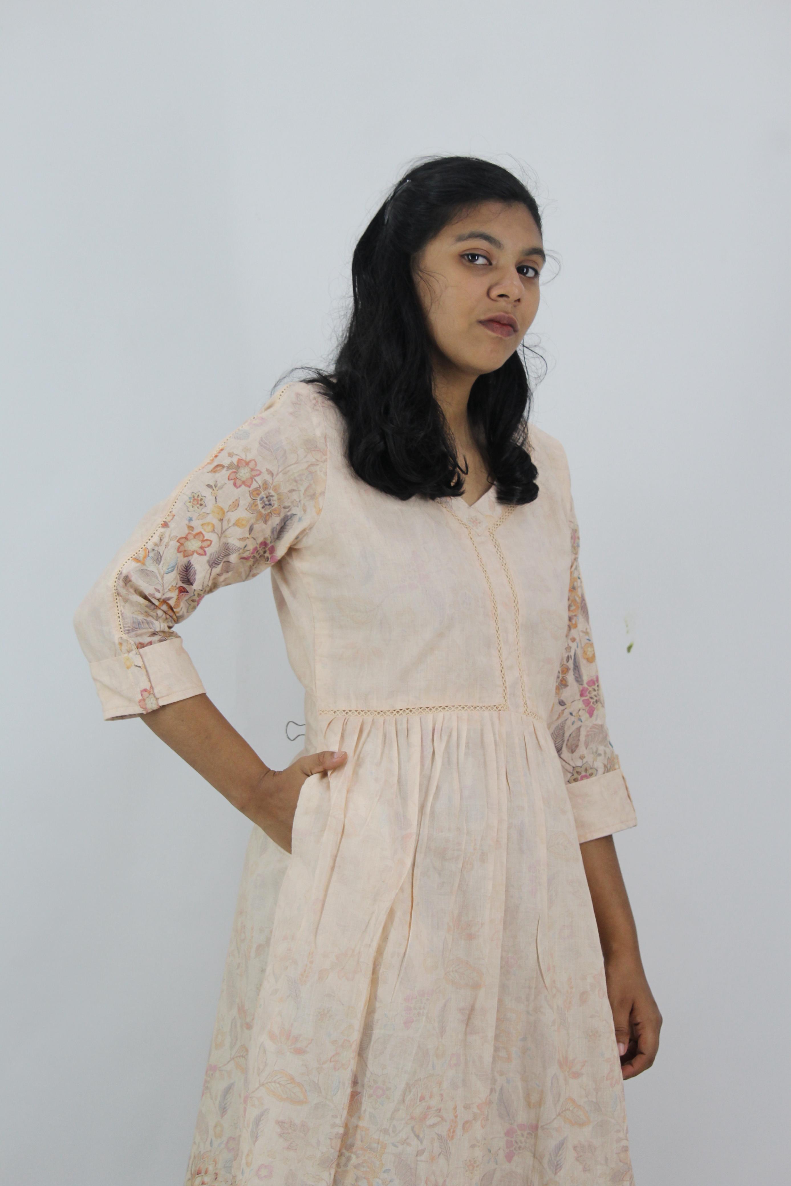 Linen Cotton Daman A-Line Kurta