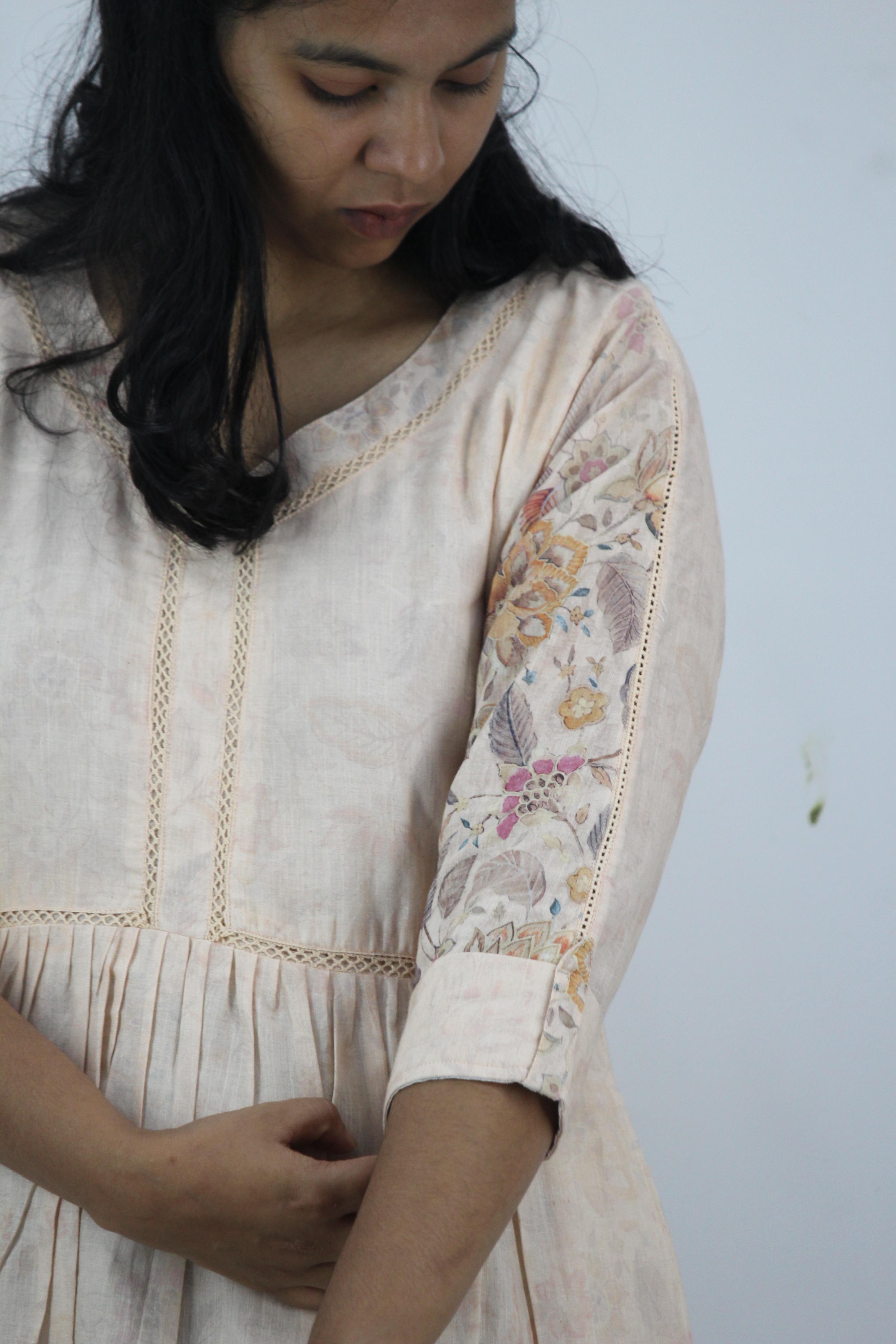 Linen Cotton Daman A-Line Kurta