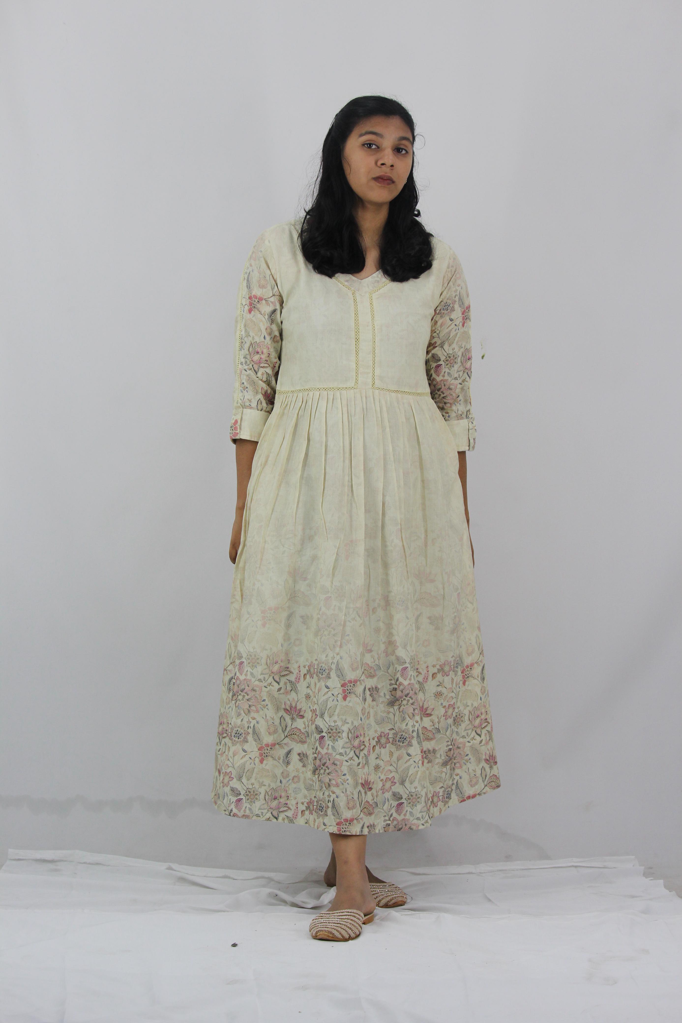 Linen Cotton Daman A-Line Kurta