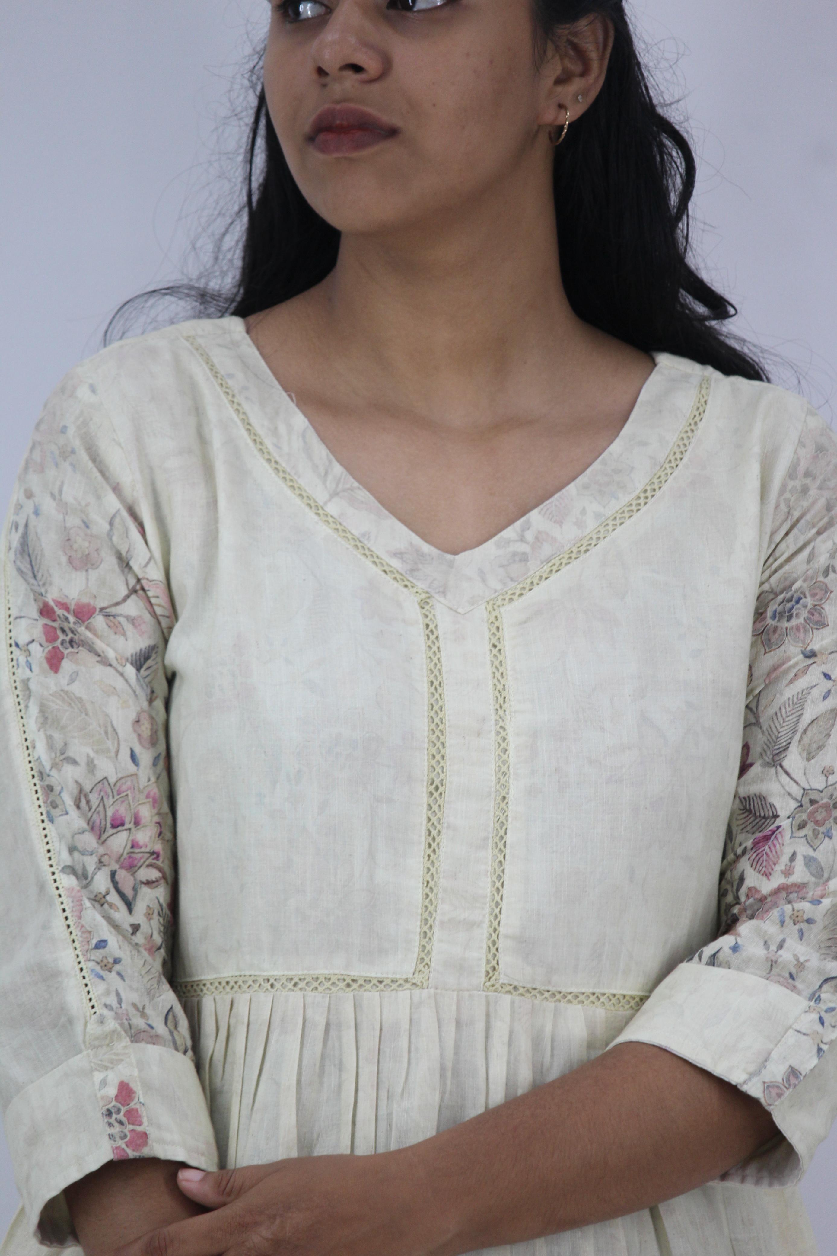 Linen Cotton Daman A-Line Kurta