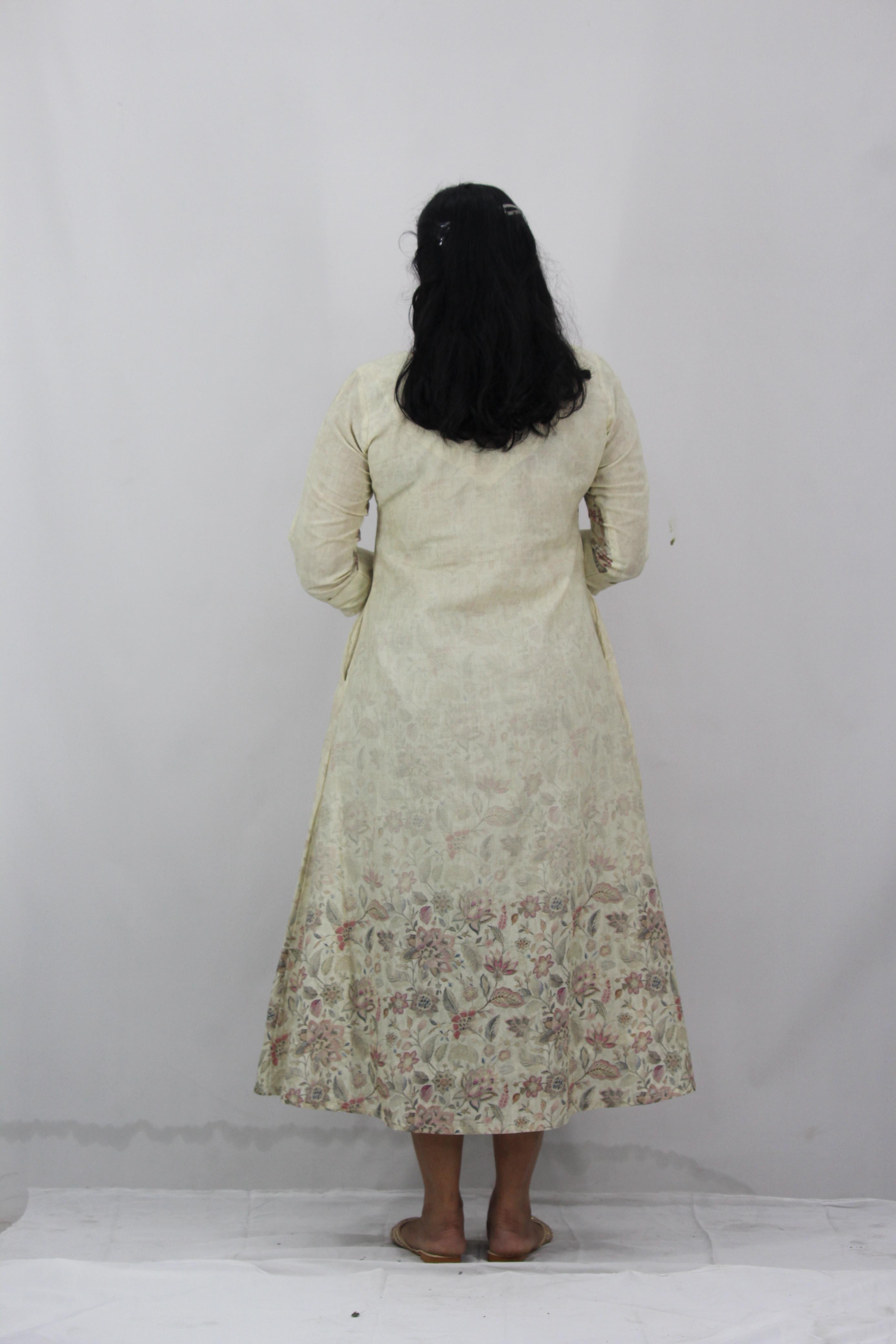 Linen Cotton Daman A-Line Kurta