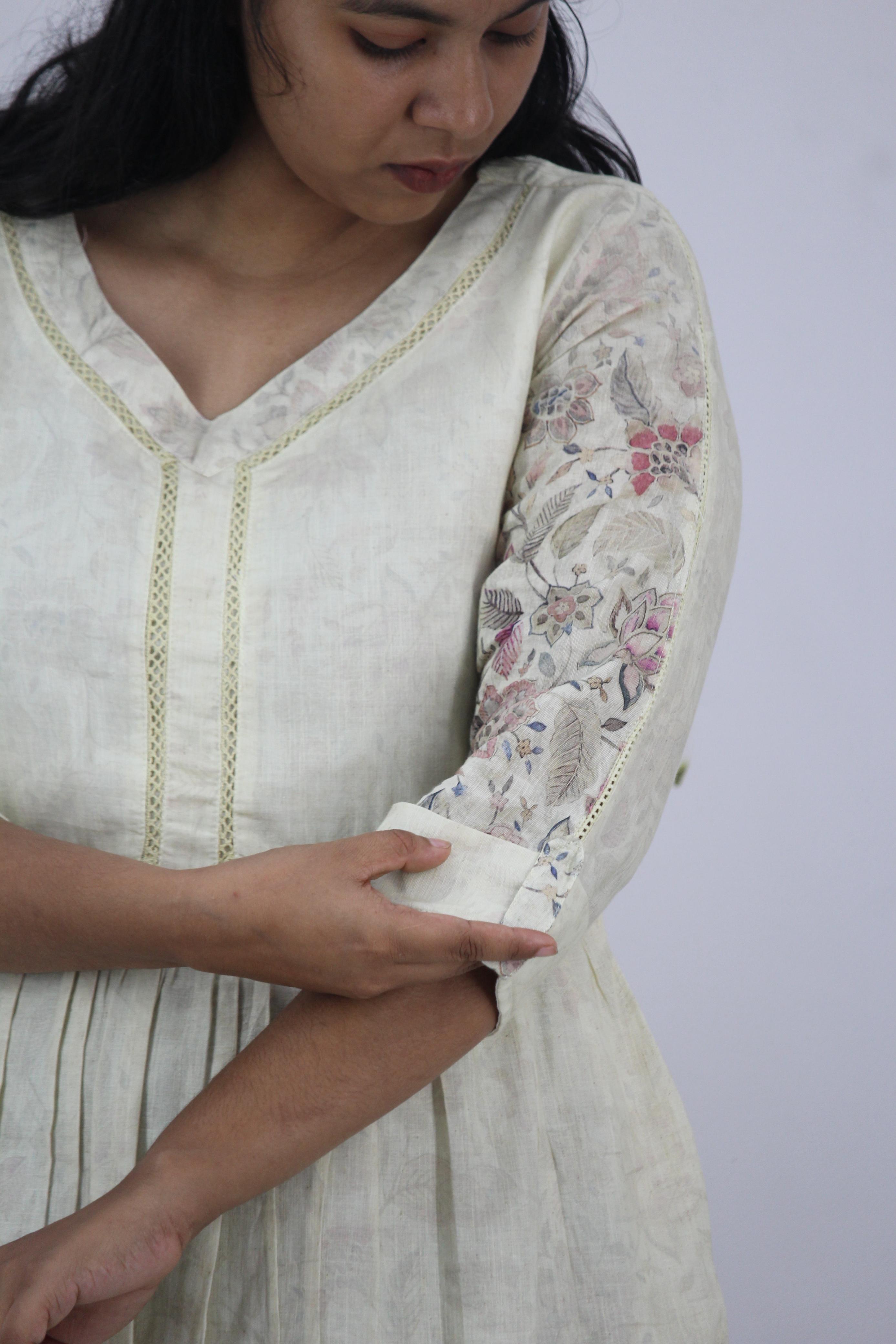 Linen Cotton Daman A-Line Kurta
