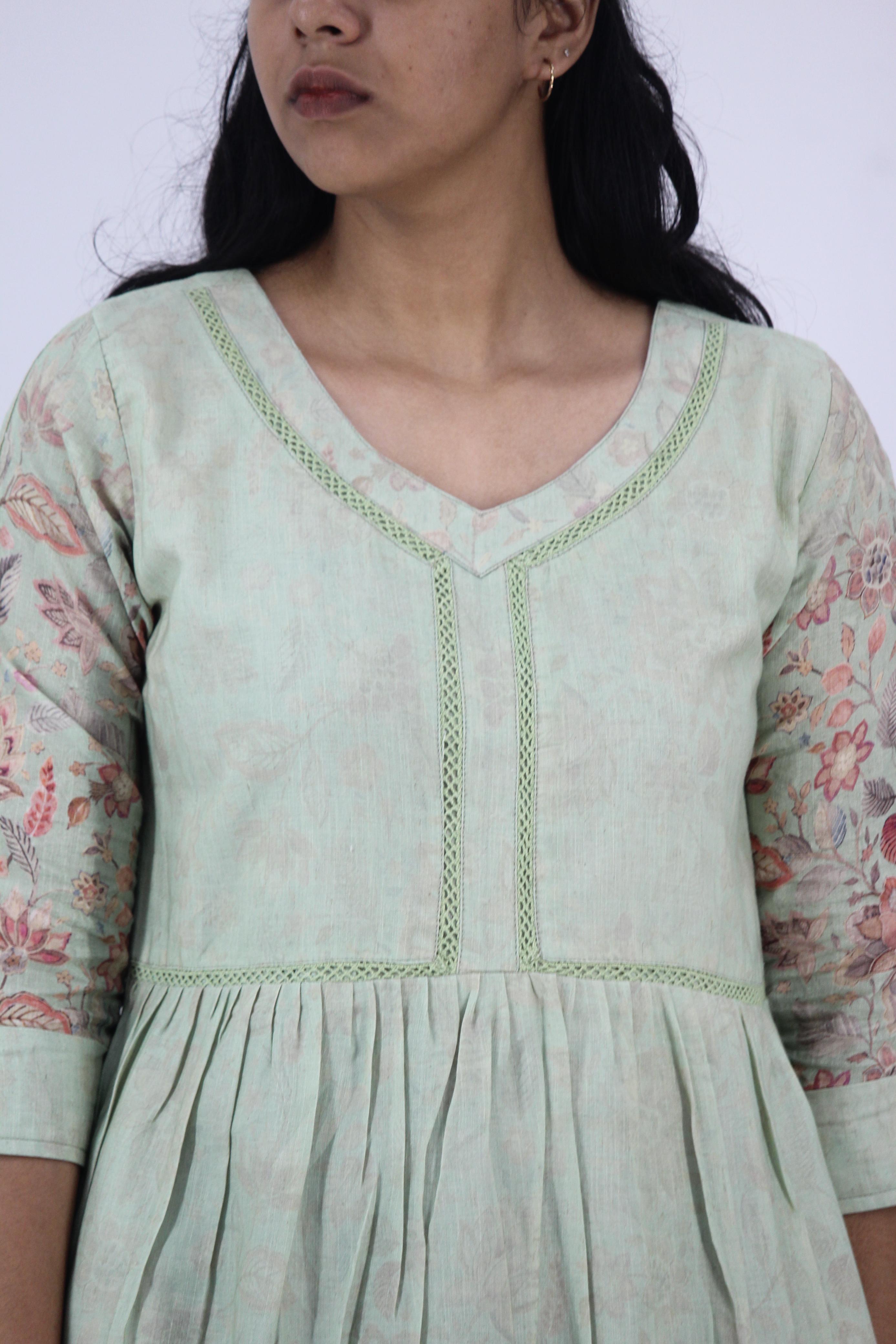 Linen Cotton Daman A-Line Kurta