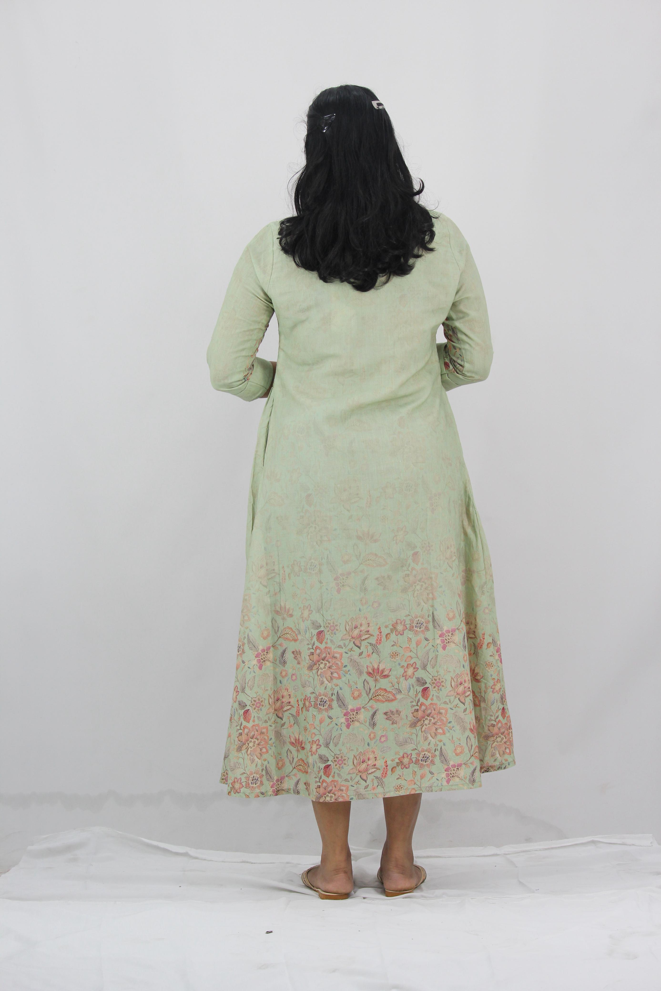 Linen Cotton Daman A-Line Kurta