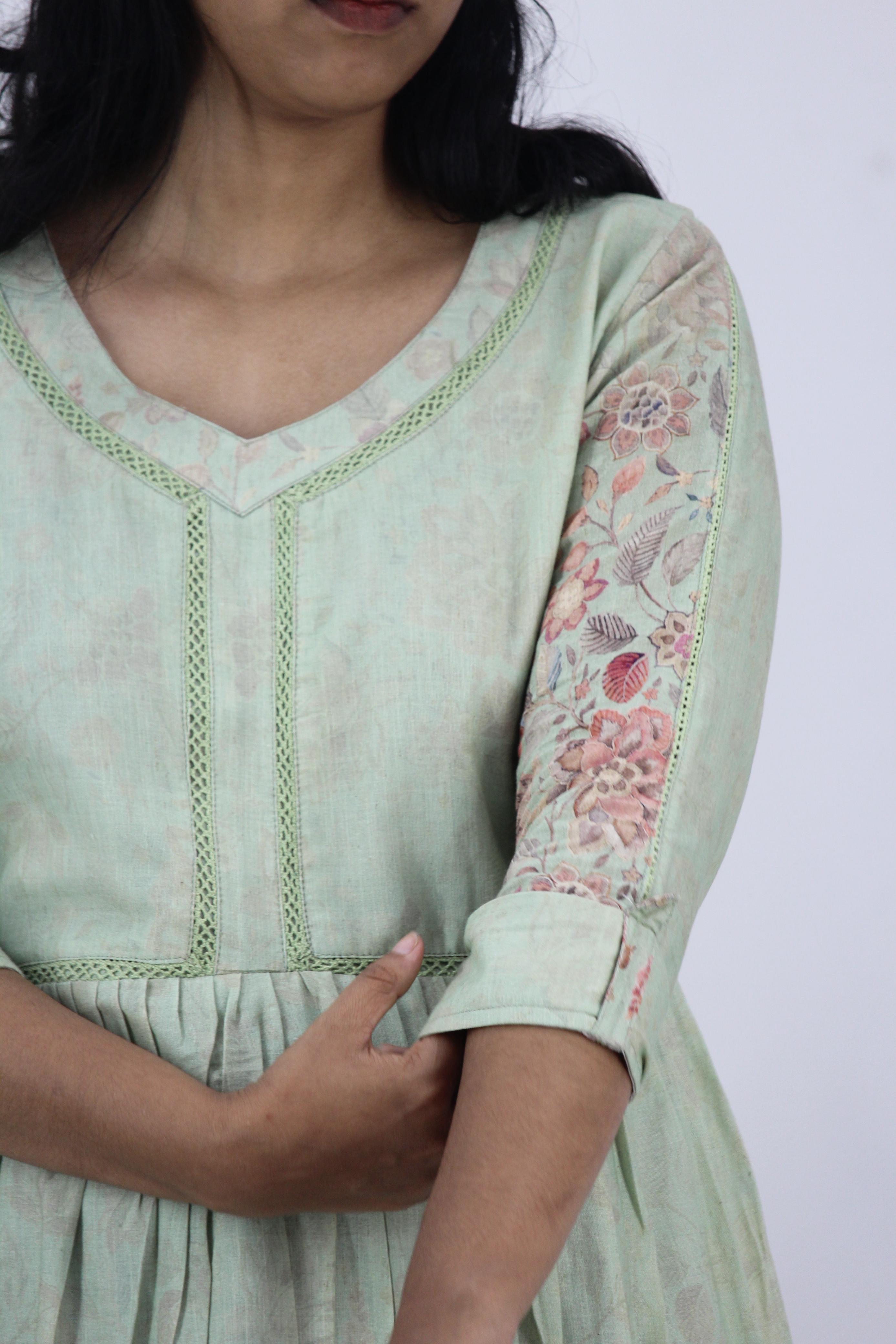 Linen Cotton Daman A-Line Kurta