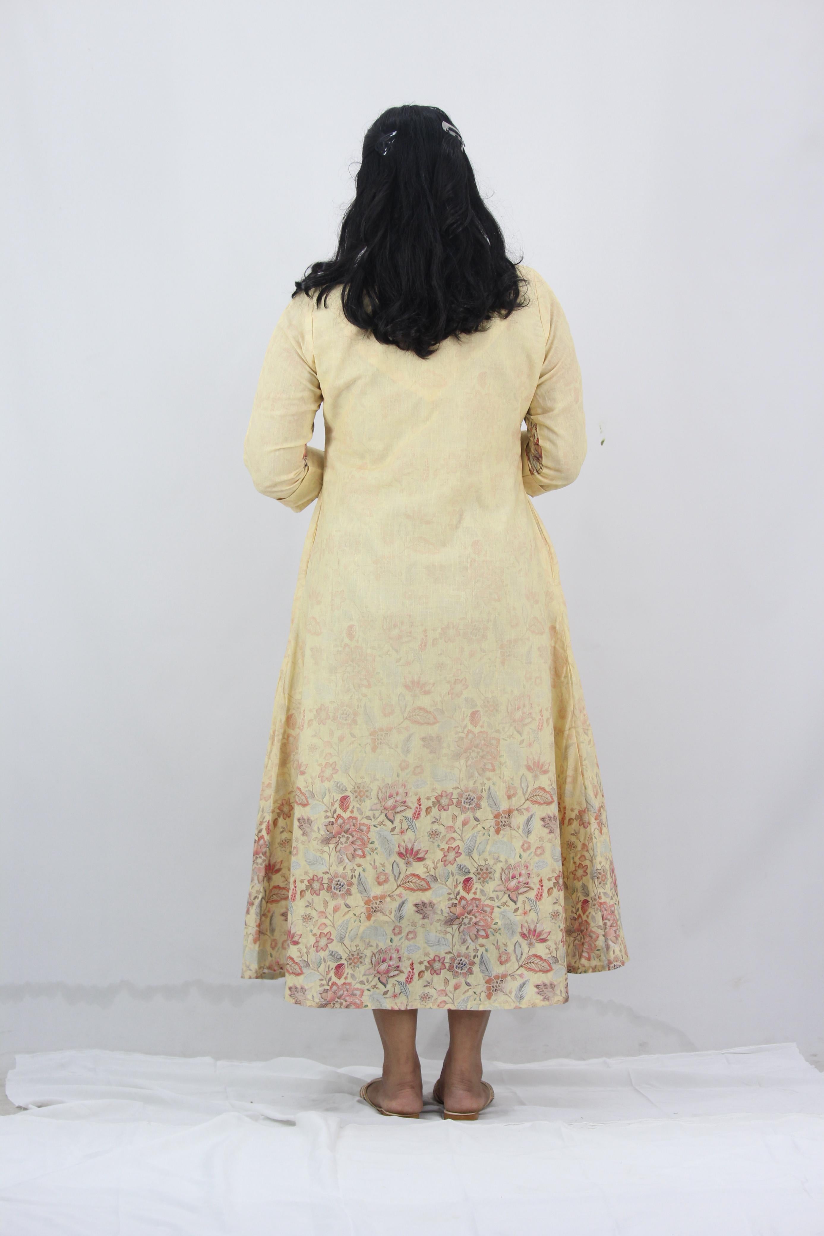 Linen Cotton Daman A-Line Kurta