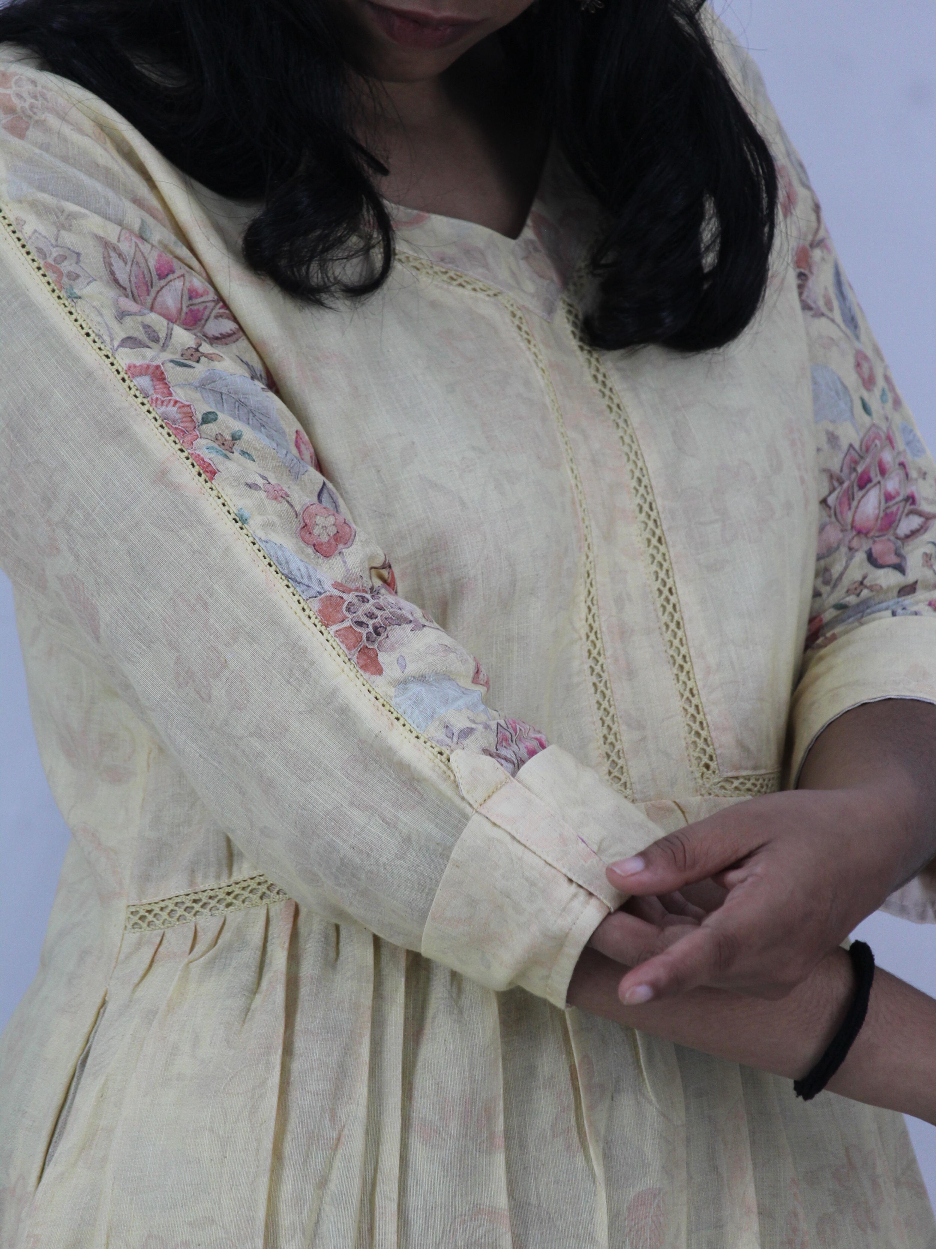 Linen Cotton Daman A-Line Kurta