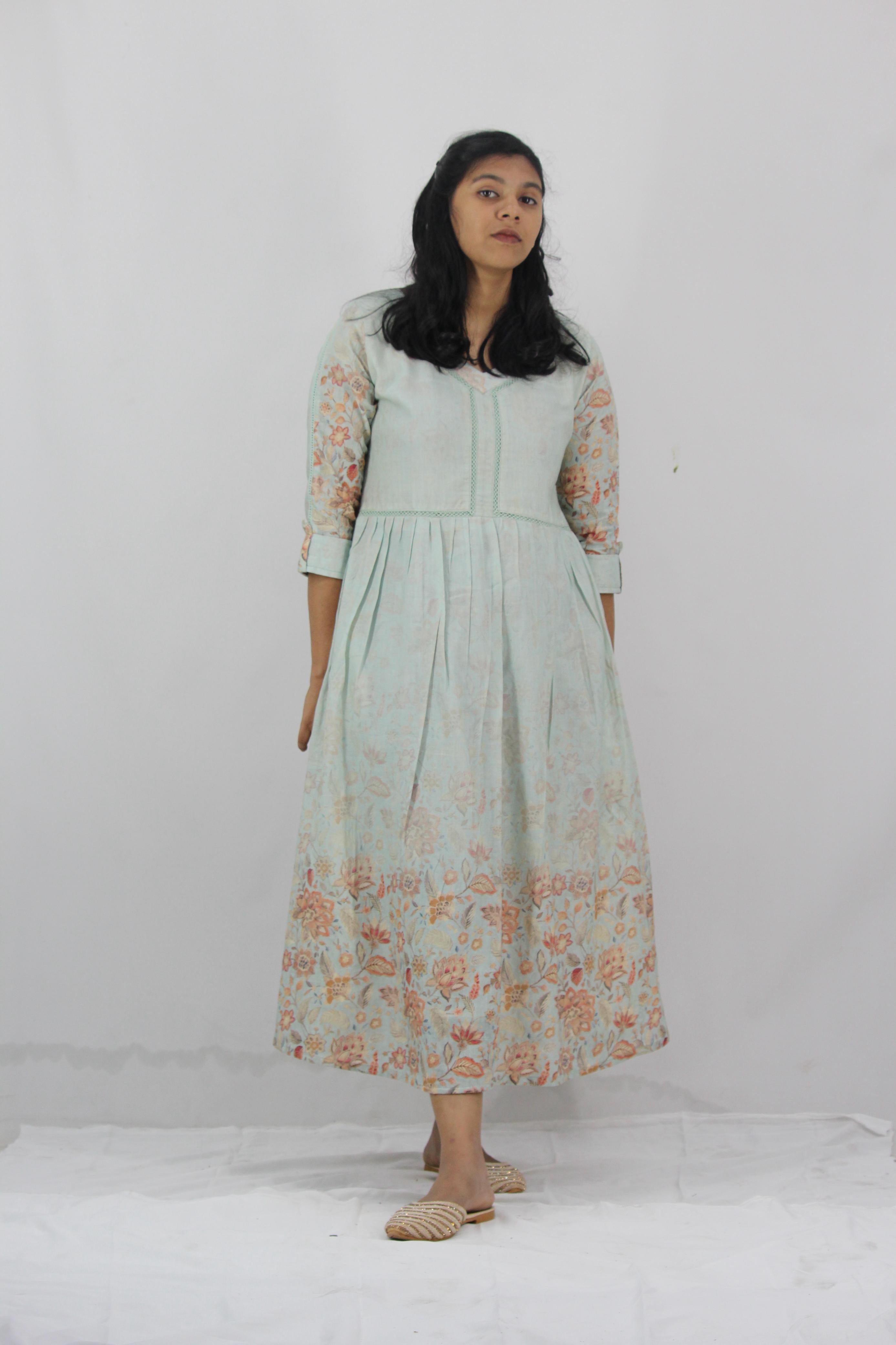 Linen Cotton Daman A-Line Kurta