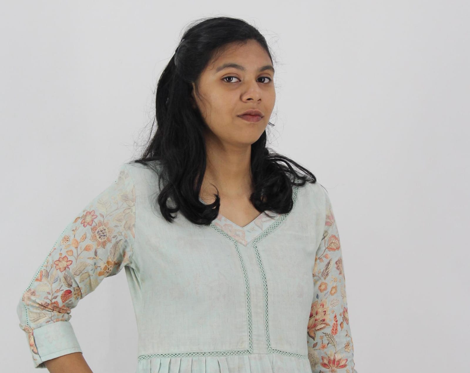 Linen Cotton Daman A-Line Kurta