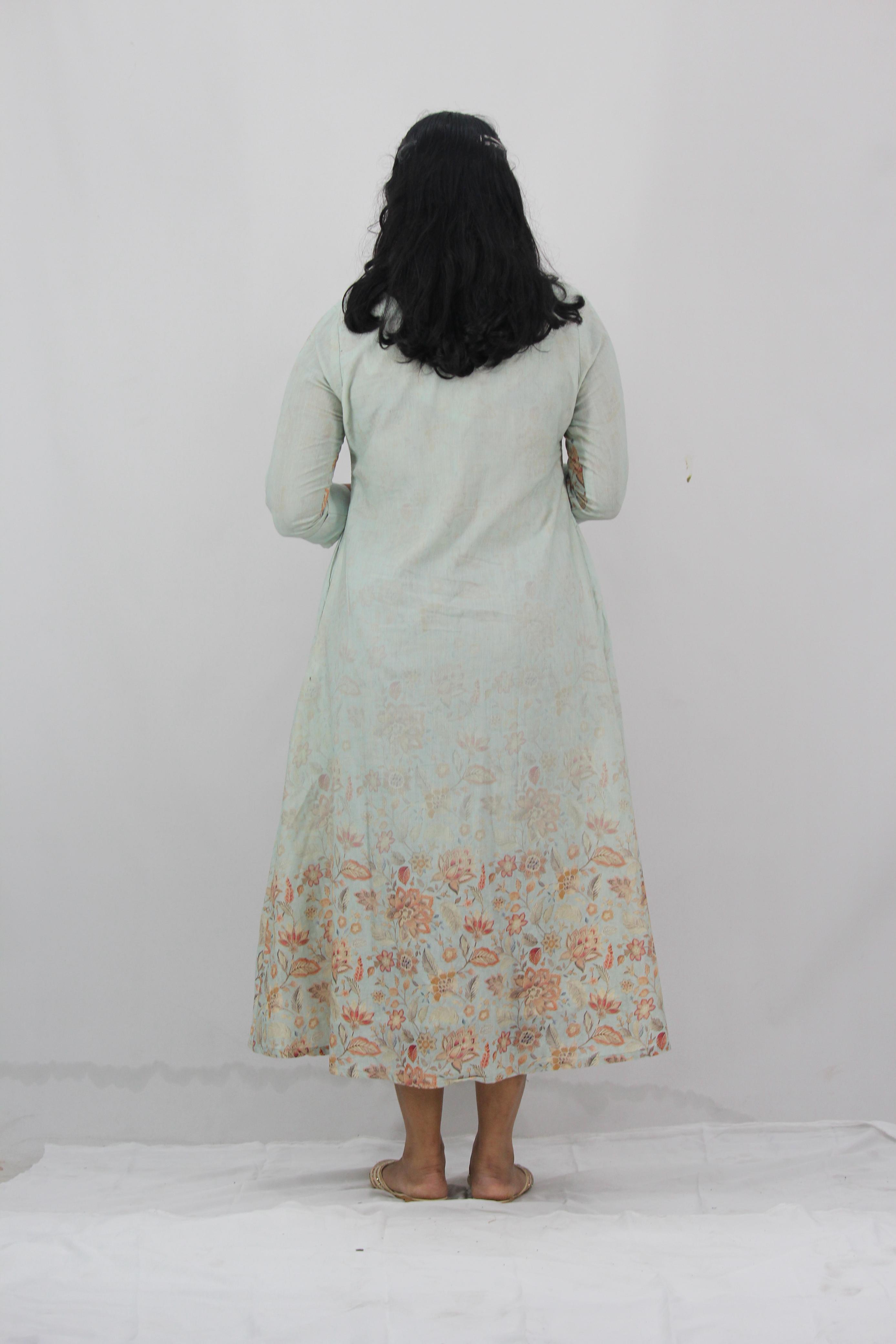 Linen Cotton Daman A-Line Kurta