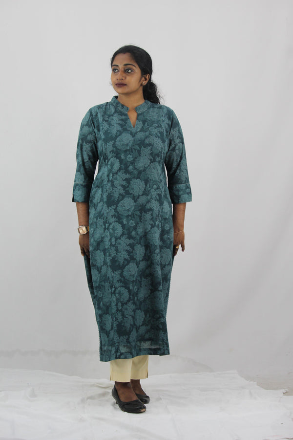 Linen Cotton Printed Straight Kurta
