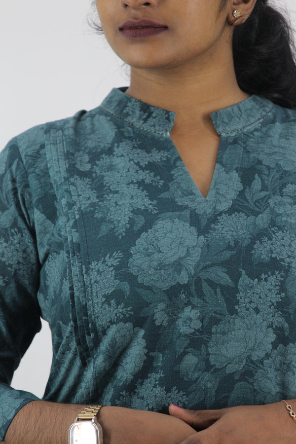 Linen Cotton Printed Straight Kurta