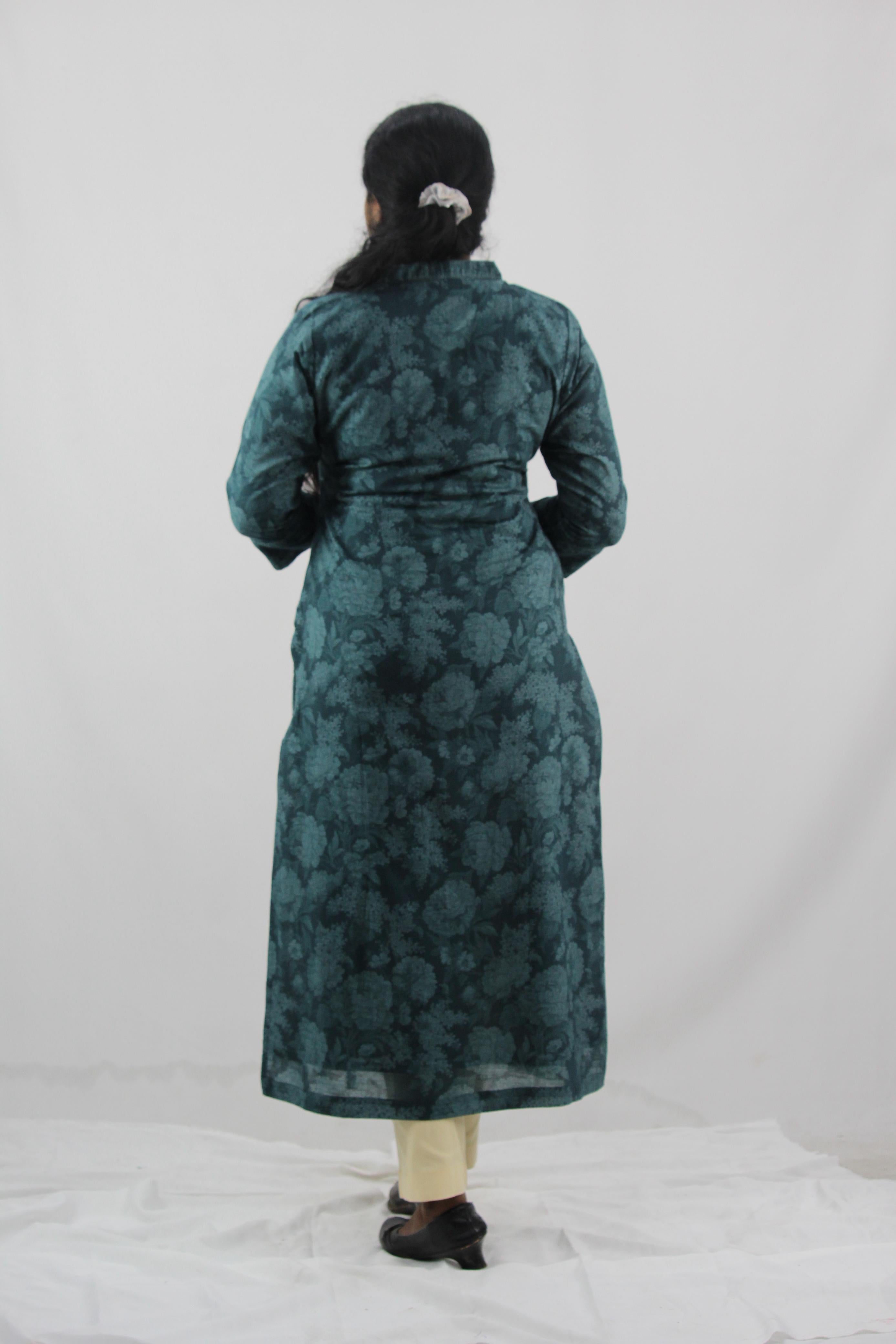 Linen Cotton Printed Straight Kurta