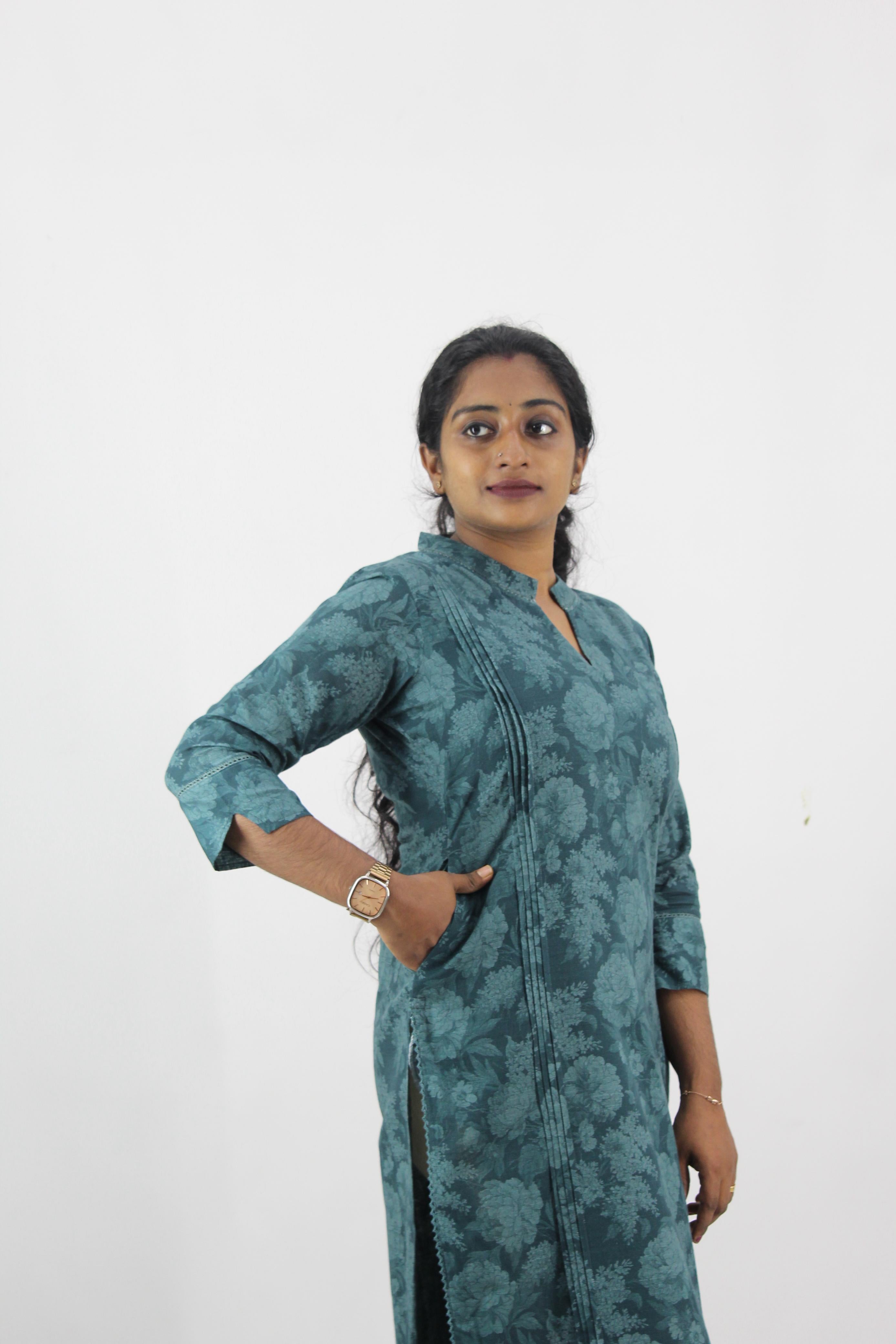 Linen Cotton Printed Straight Kurta