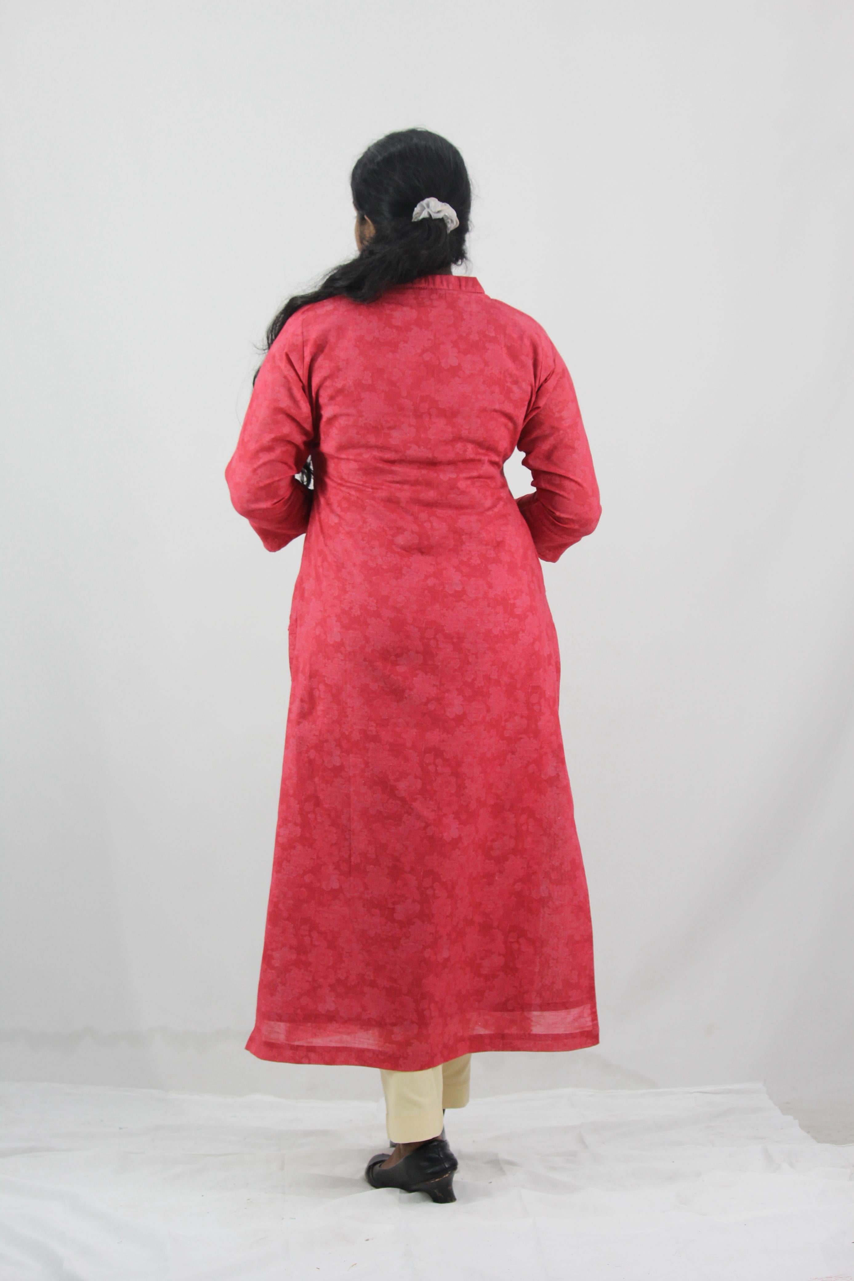 Linen Cotton Printed Straight Kurta
