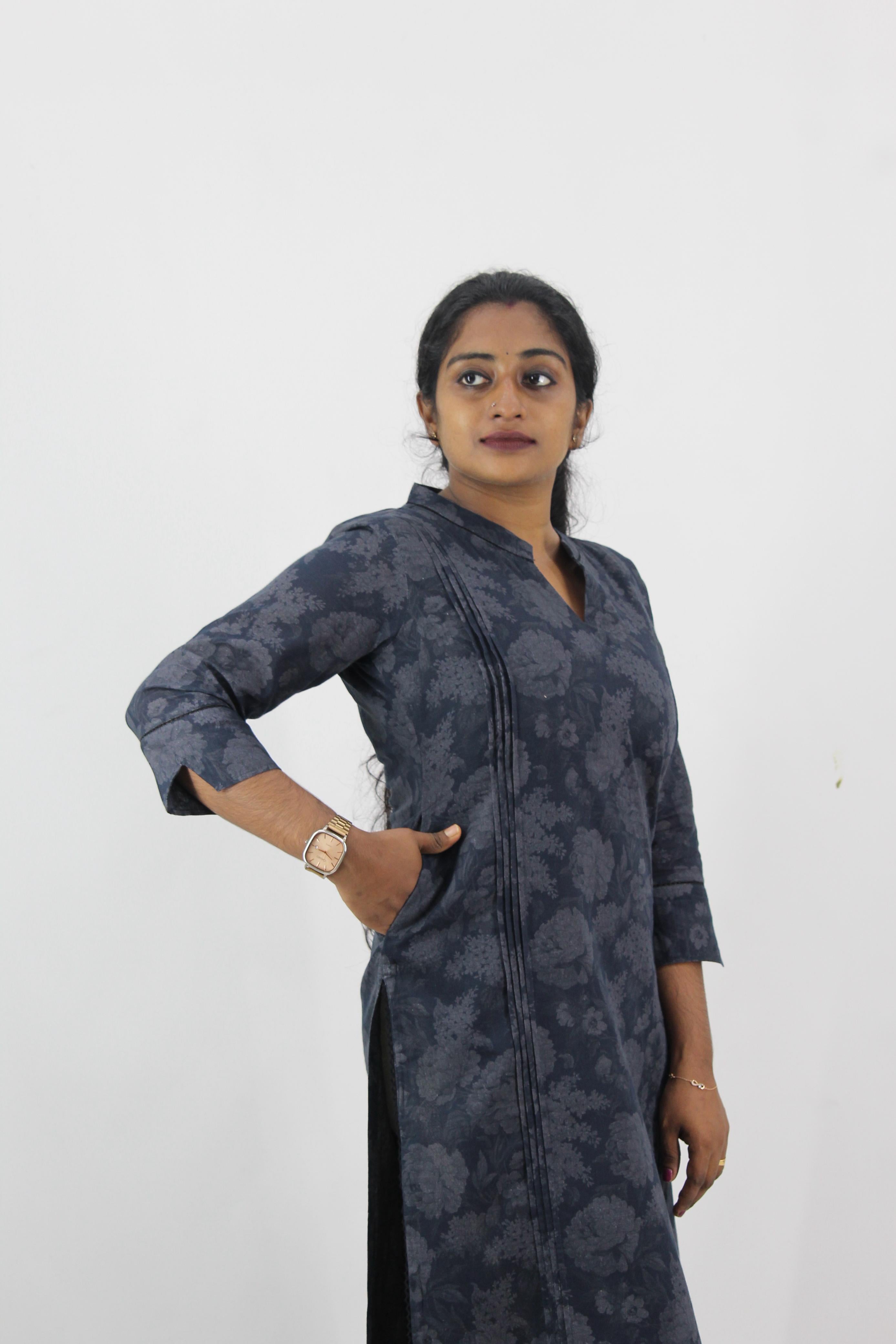 Linen Cotton Printed Straight Kurta