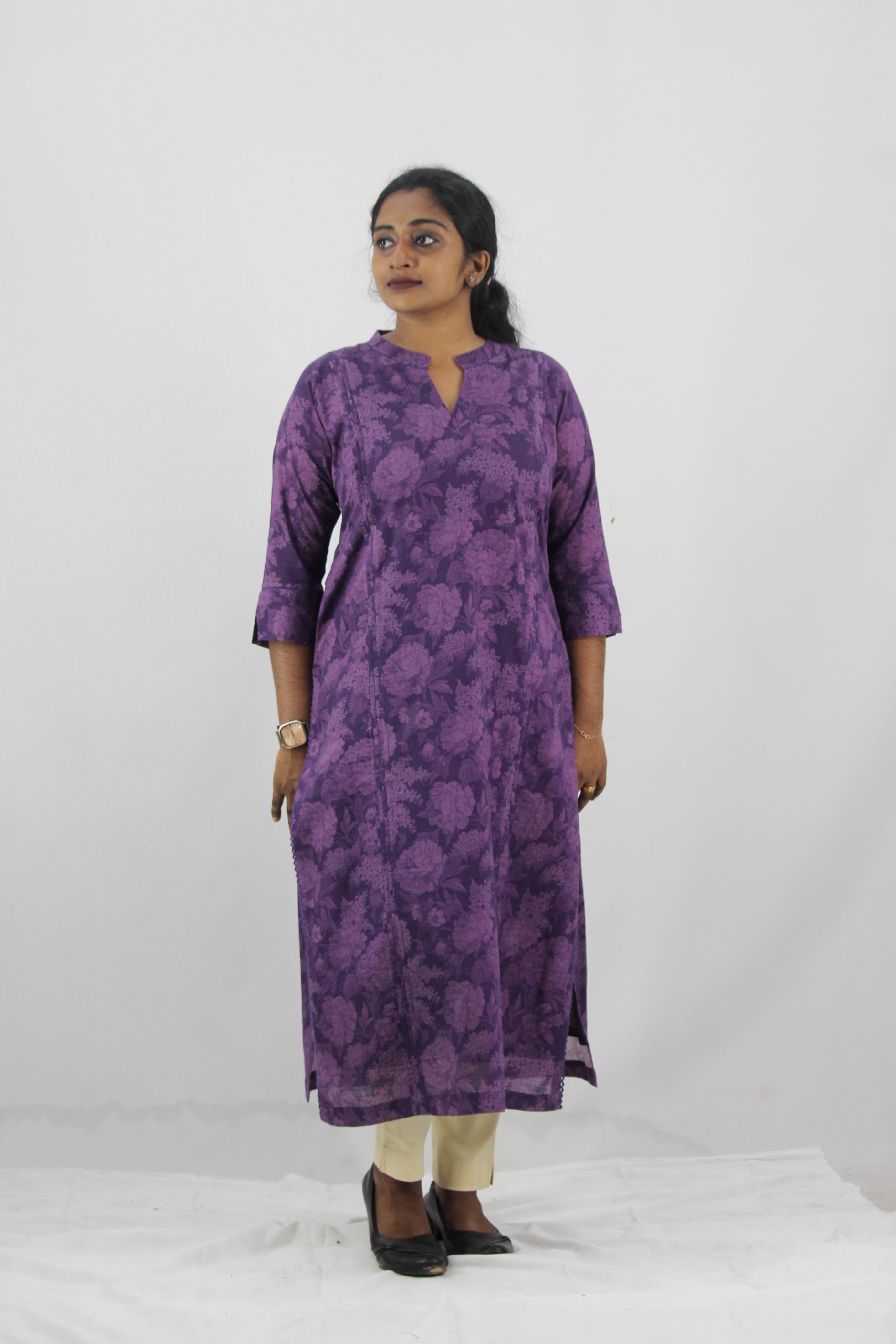 Linen Cotton Printed Straight Kurta