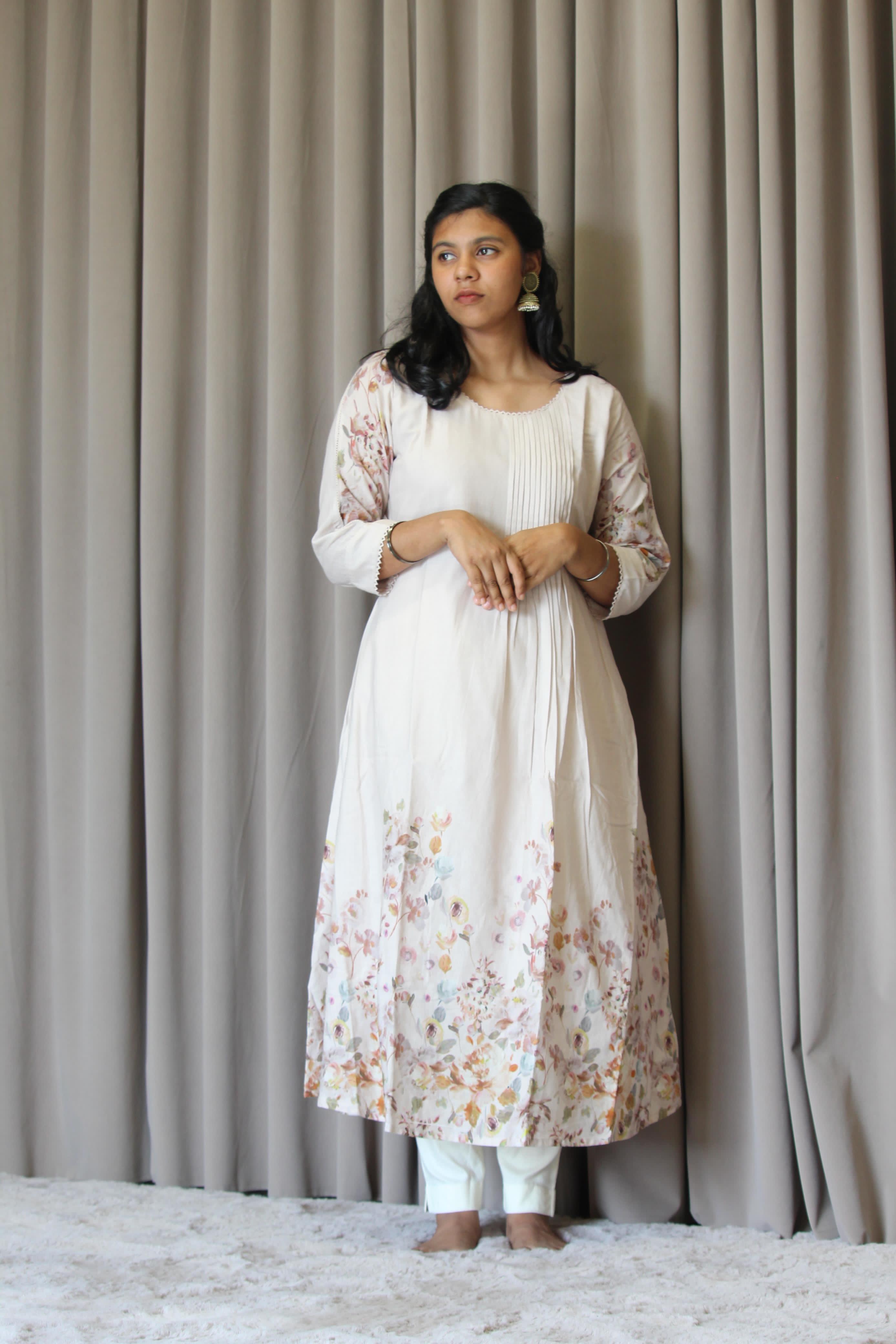 Linen Cotton Daman A-Line Kurta