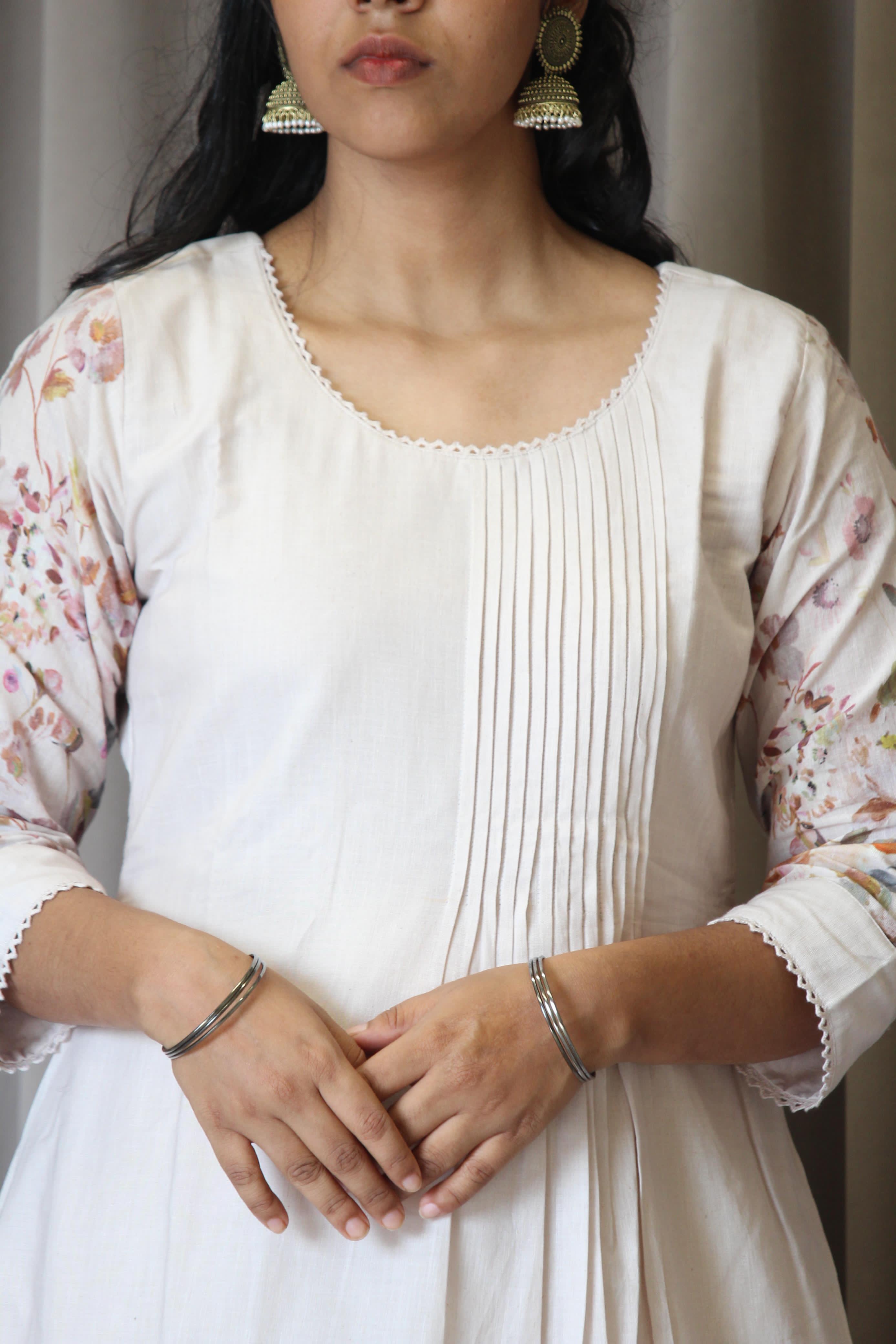 Linen Cotton Daman A-Line Kurta