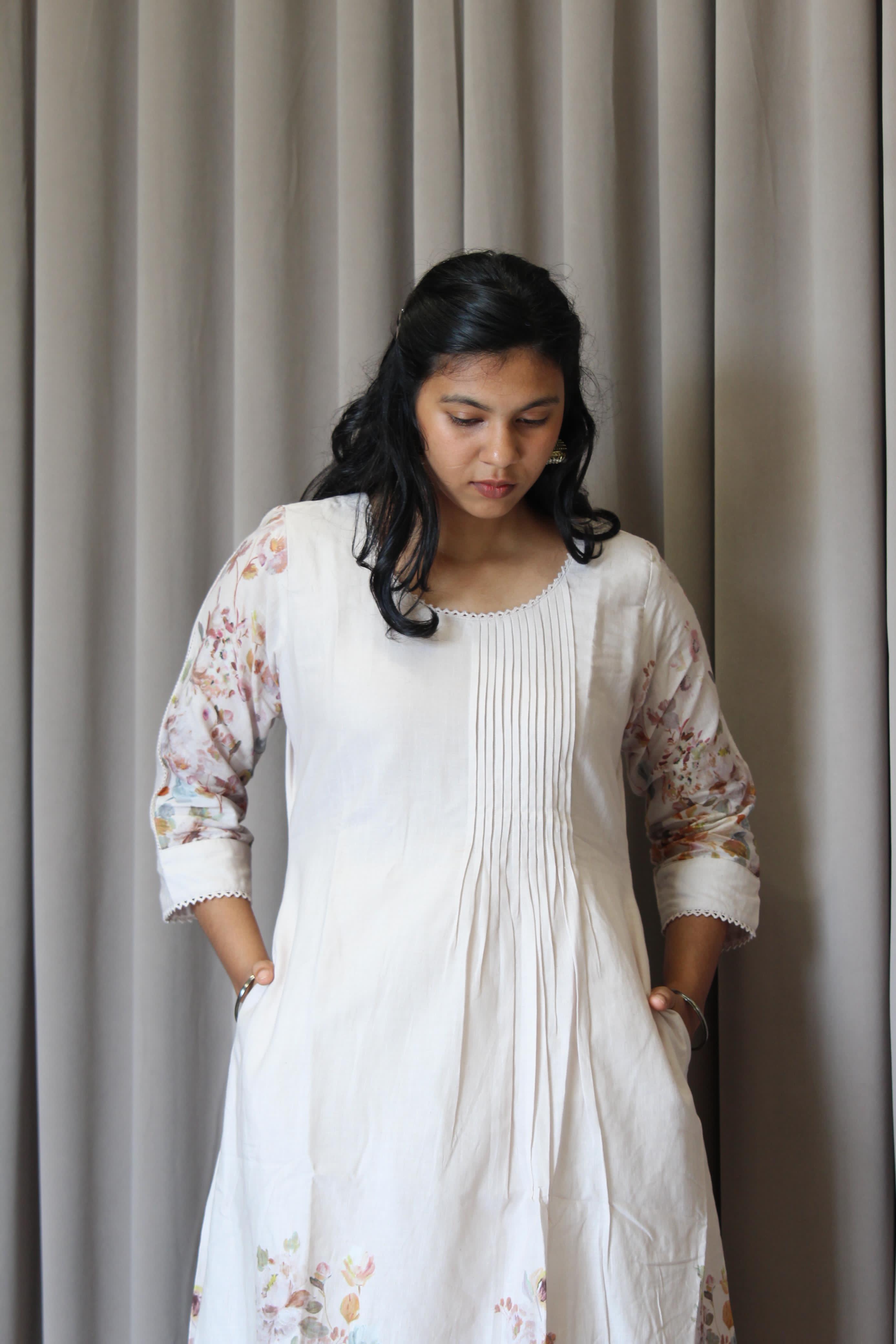 Linen Cotton Daman A-Line Kurta