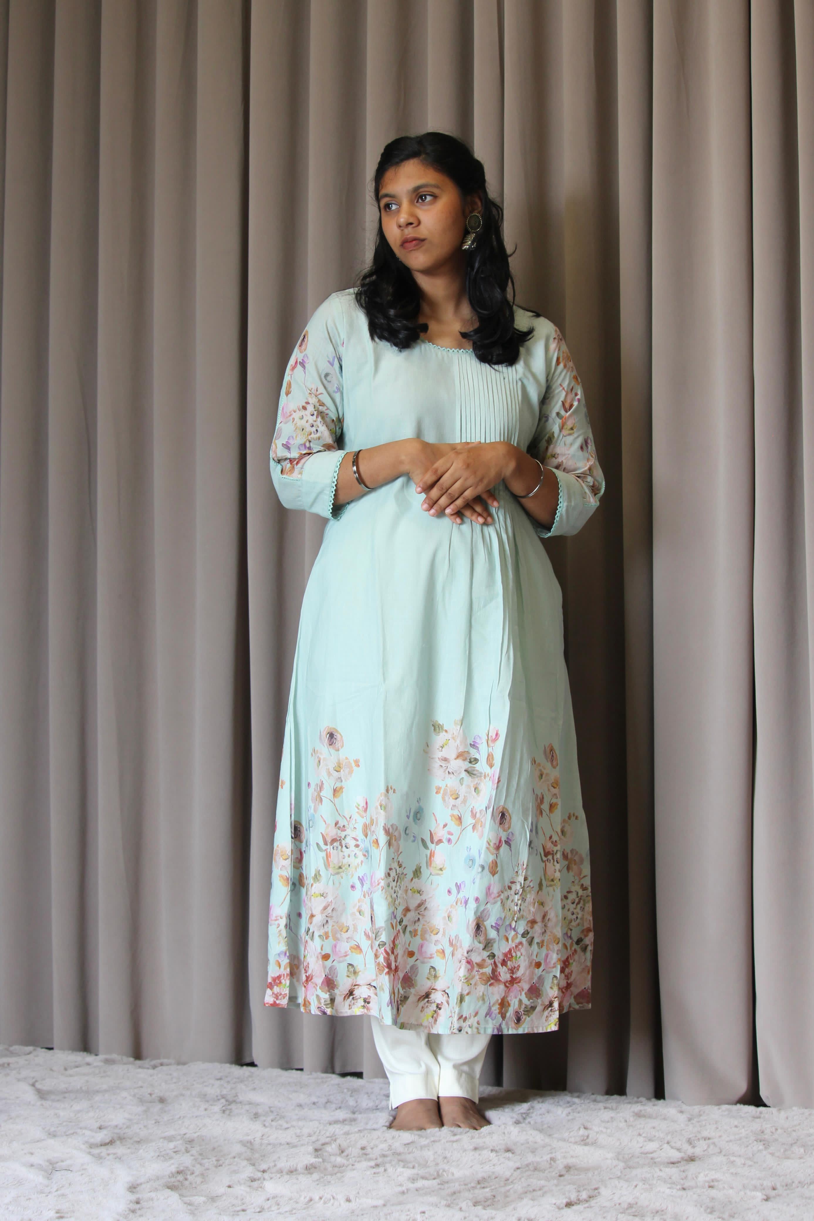 Linen Cotton Daman A-Line Kurta