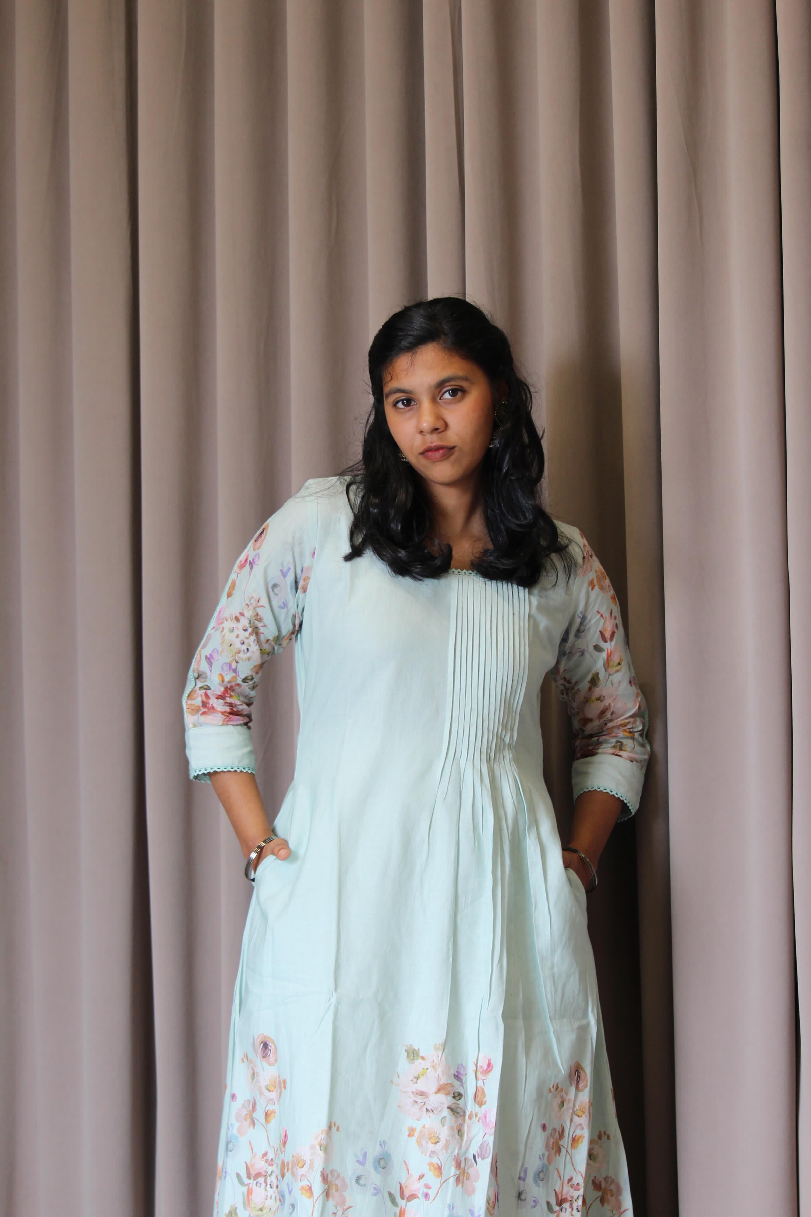 Linen Cotton Daman A-Line Kurta