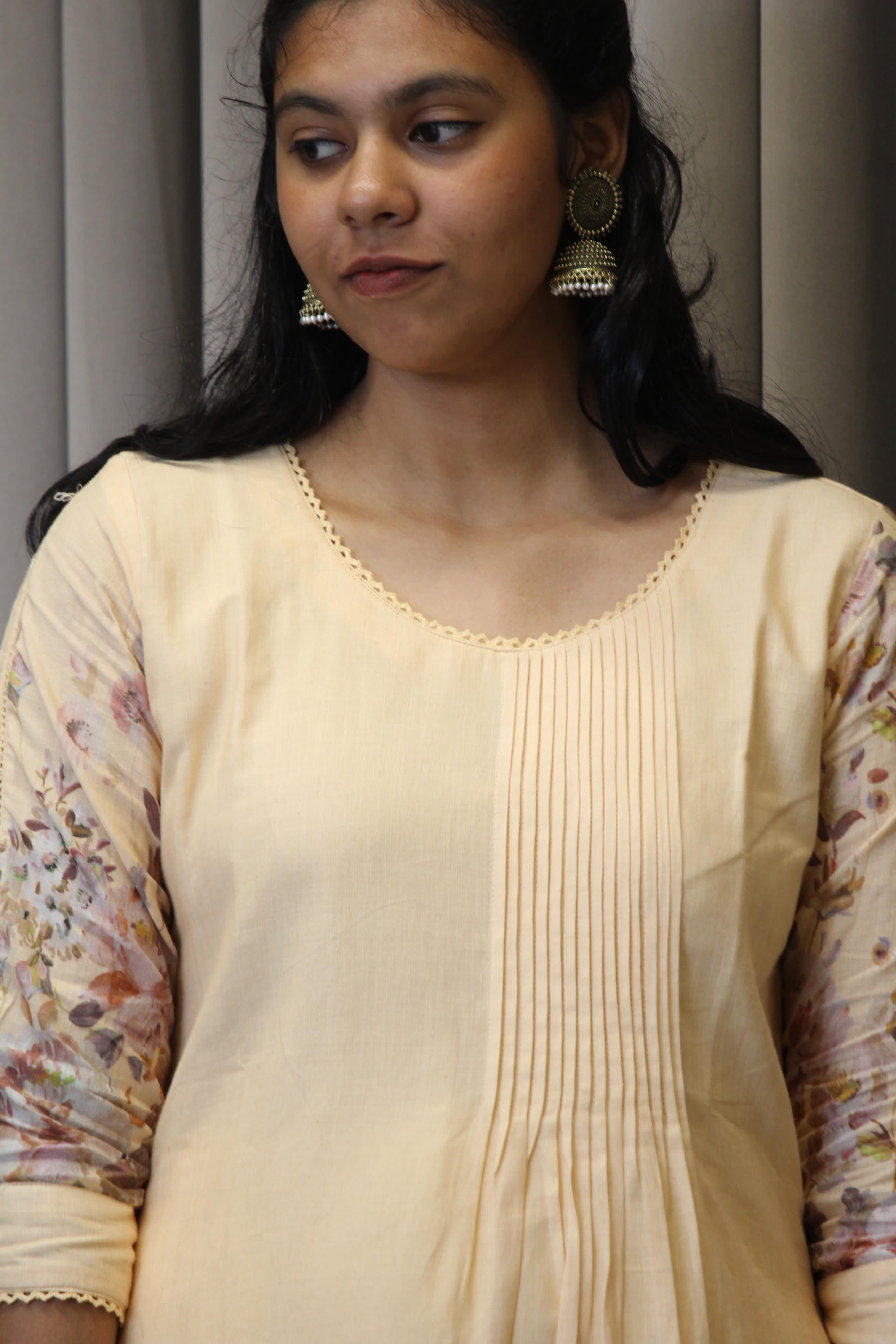 Linen Cotton Daman A-Line Kurta
