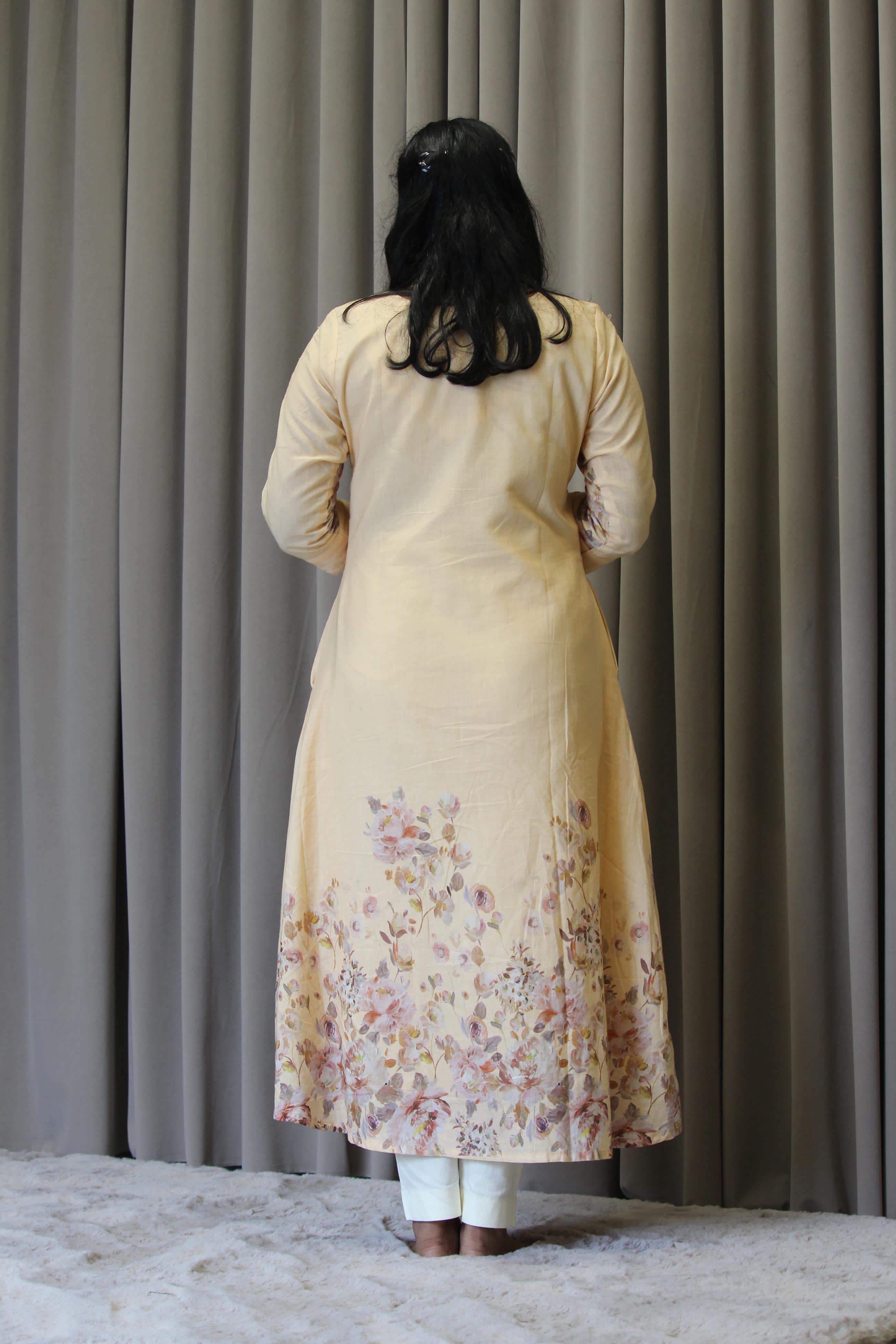 Linen Cotton Daman A-Line Kurta