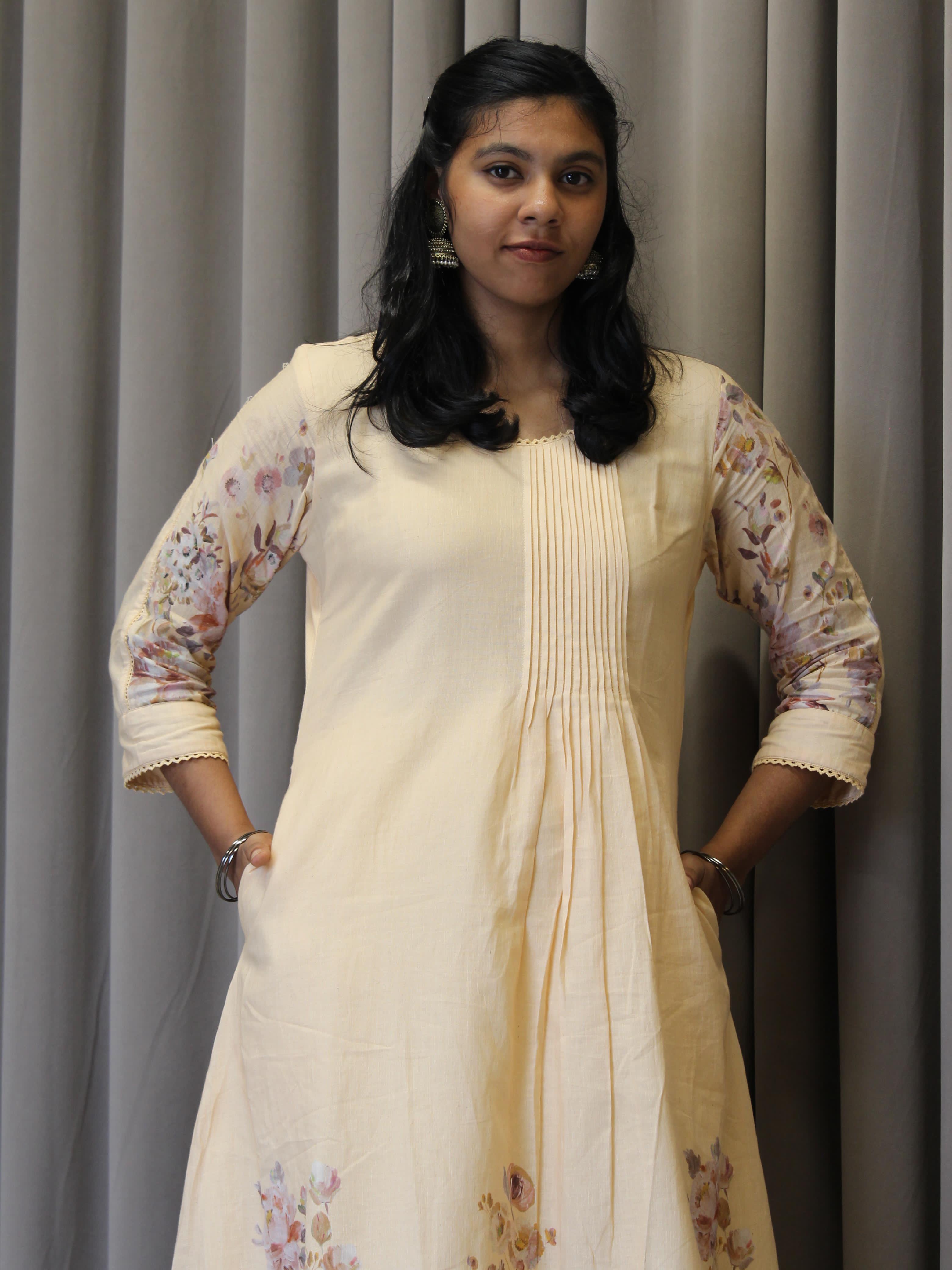 Linen Cotton Daman A-Line Kurta