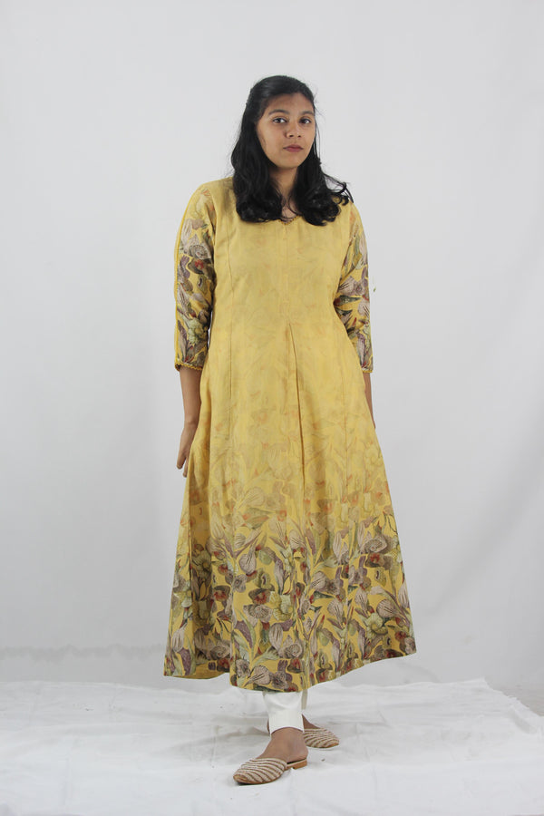 Linen Cotton Daman A-Line Kurta