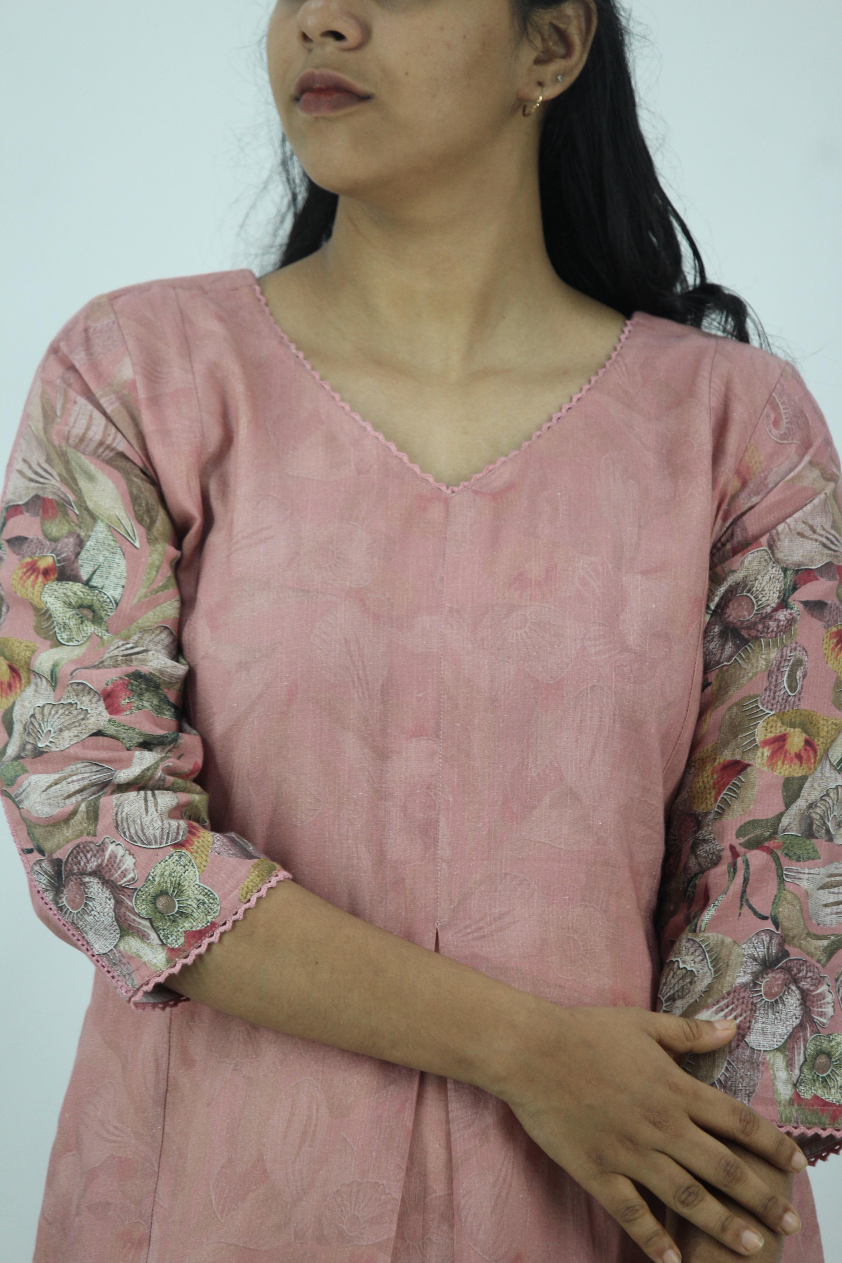 Linen Cotton Daman A-Line Kurta