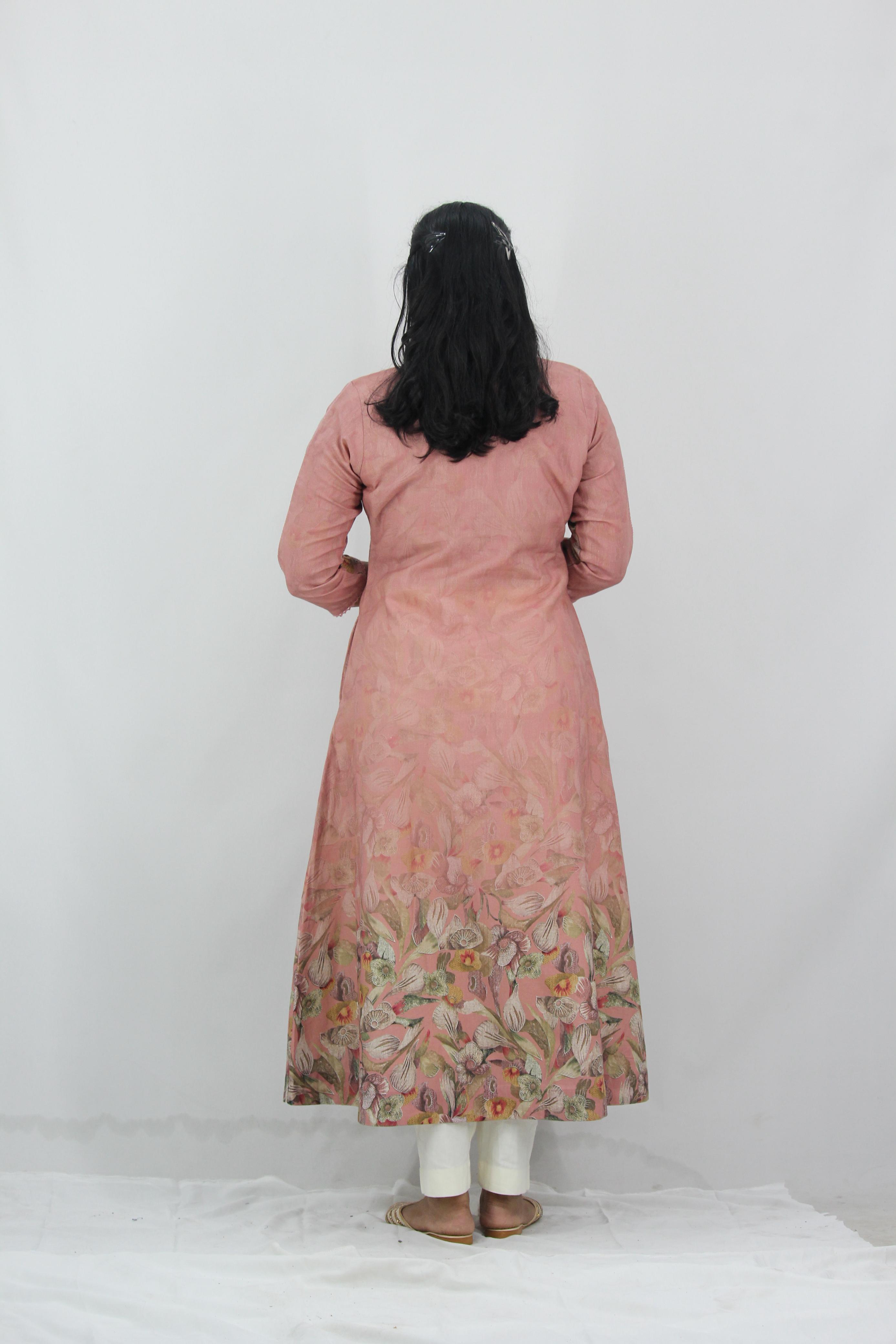 Linen Cotton Daman A-Line Kurta