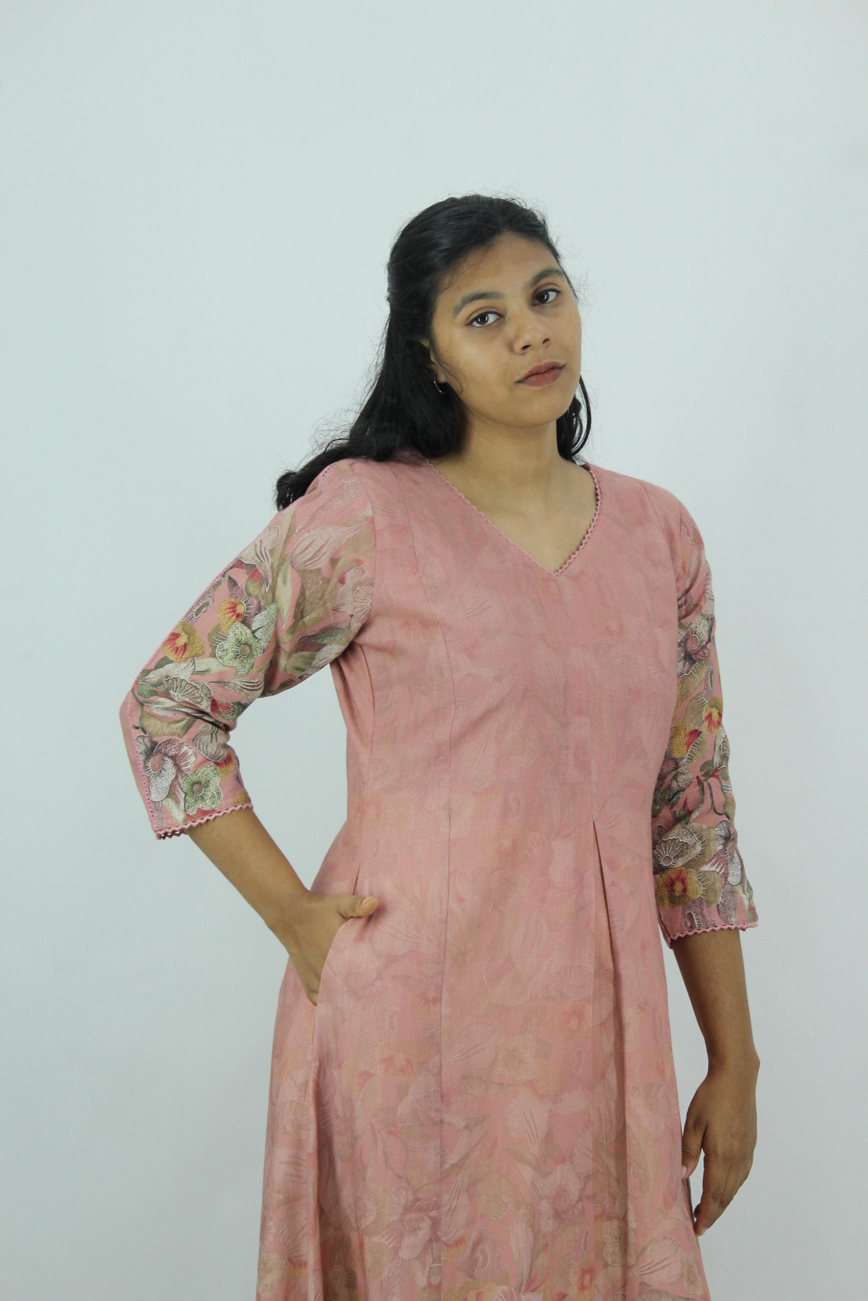 Linen Cotton Daman A-Line Kurta