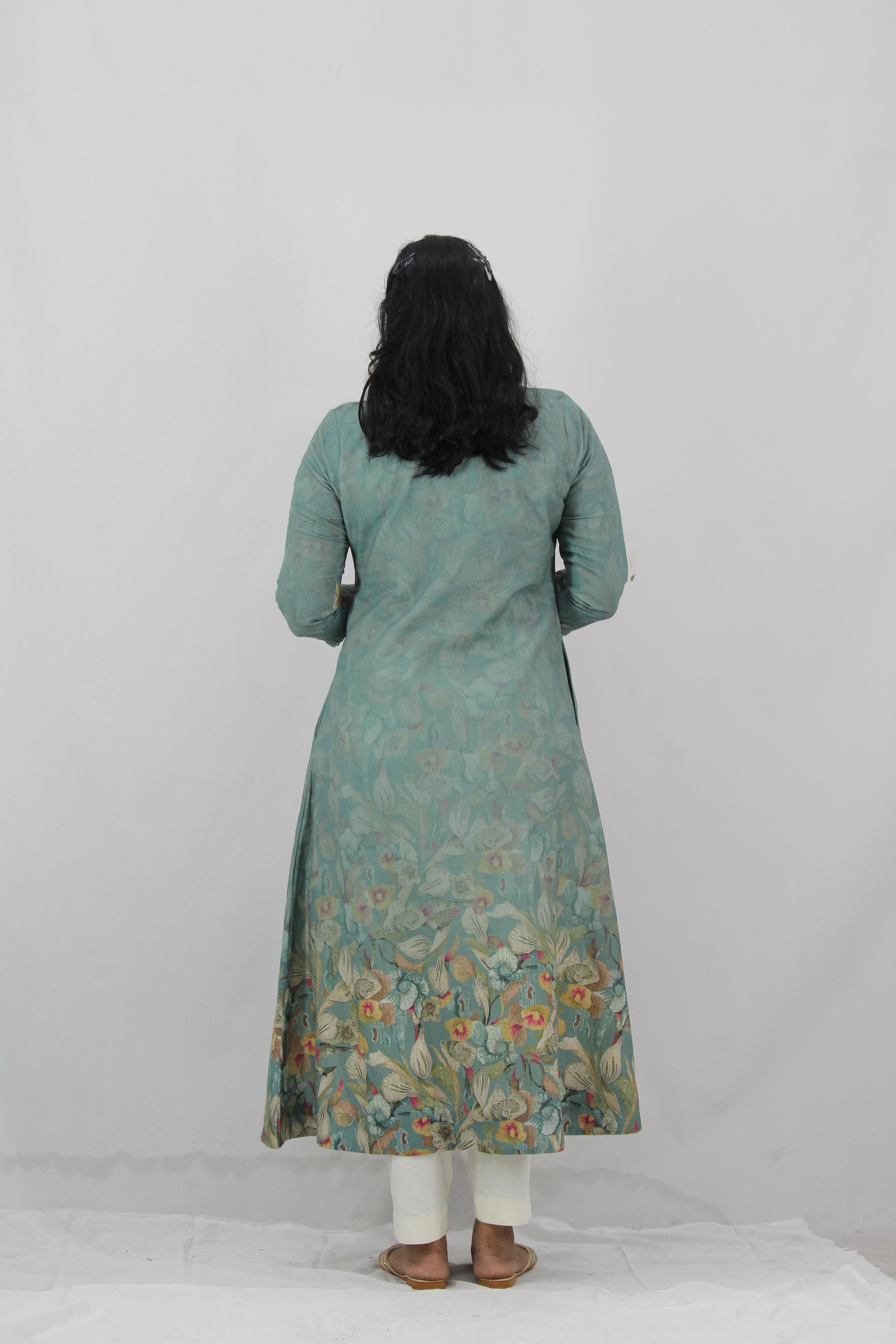 Linen Cotton Daman A-Line Kurta