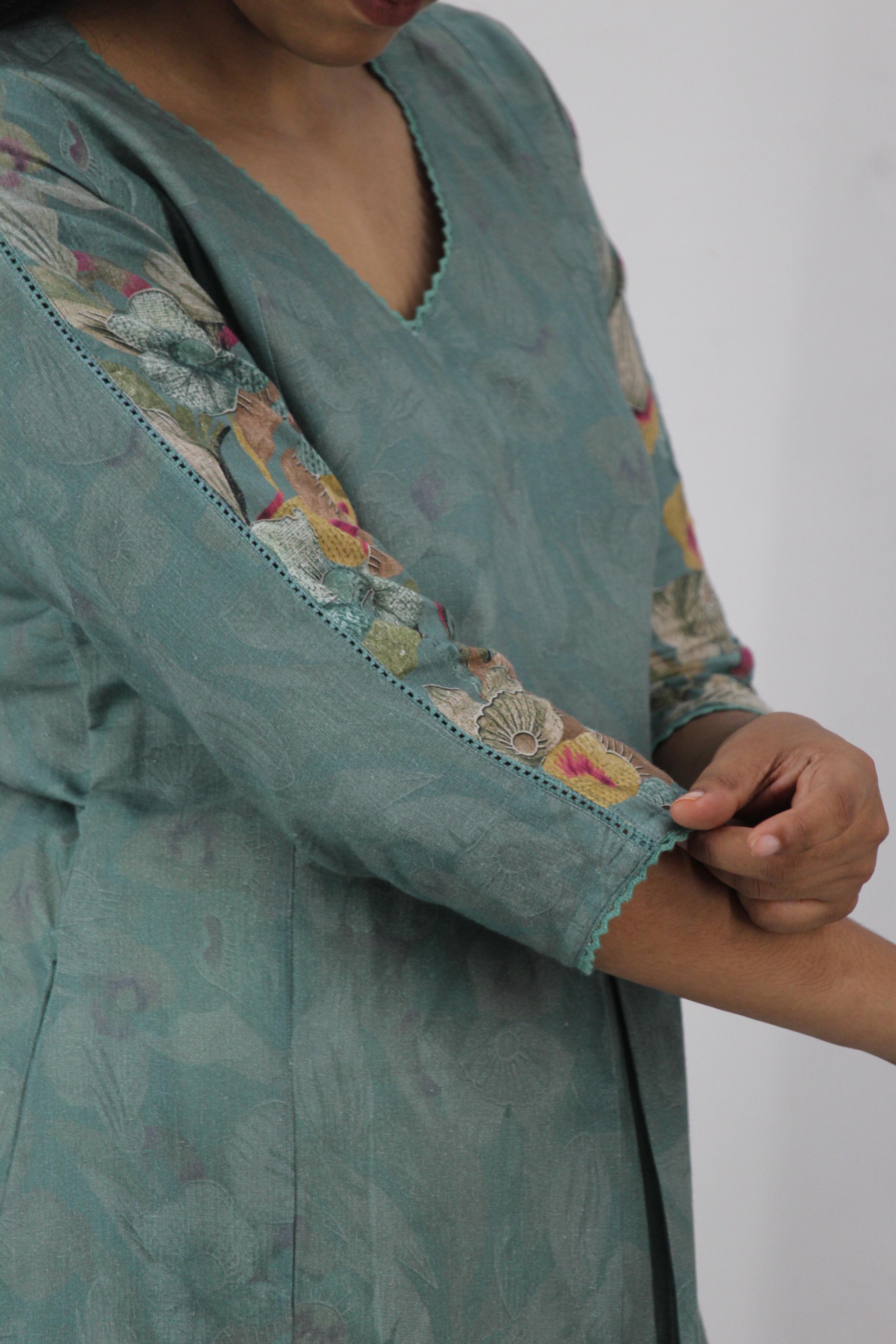 Linen Cotton Daman A-Line Kurta