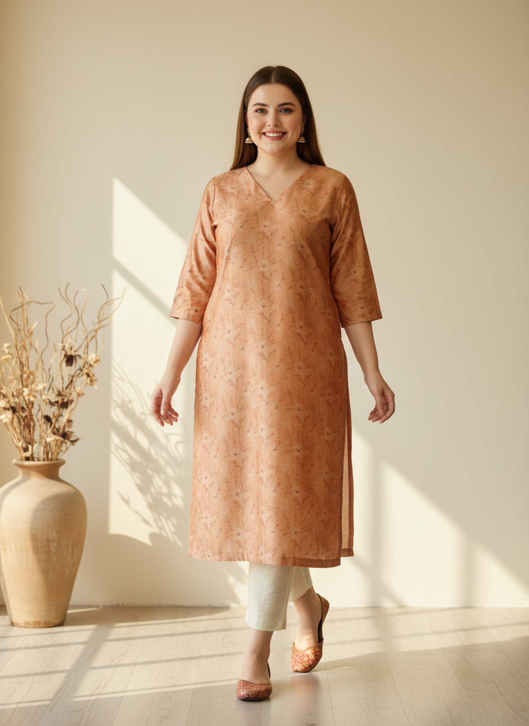 Poly Silk Digital Printed Straight Kurta