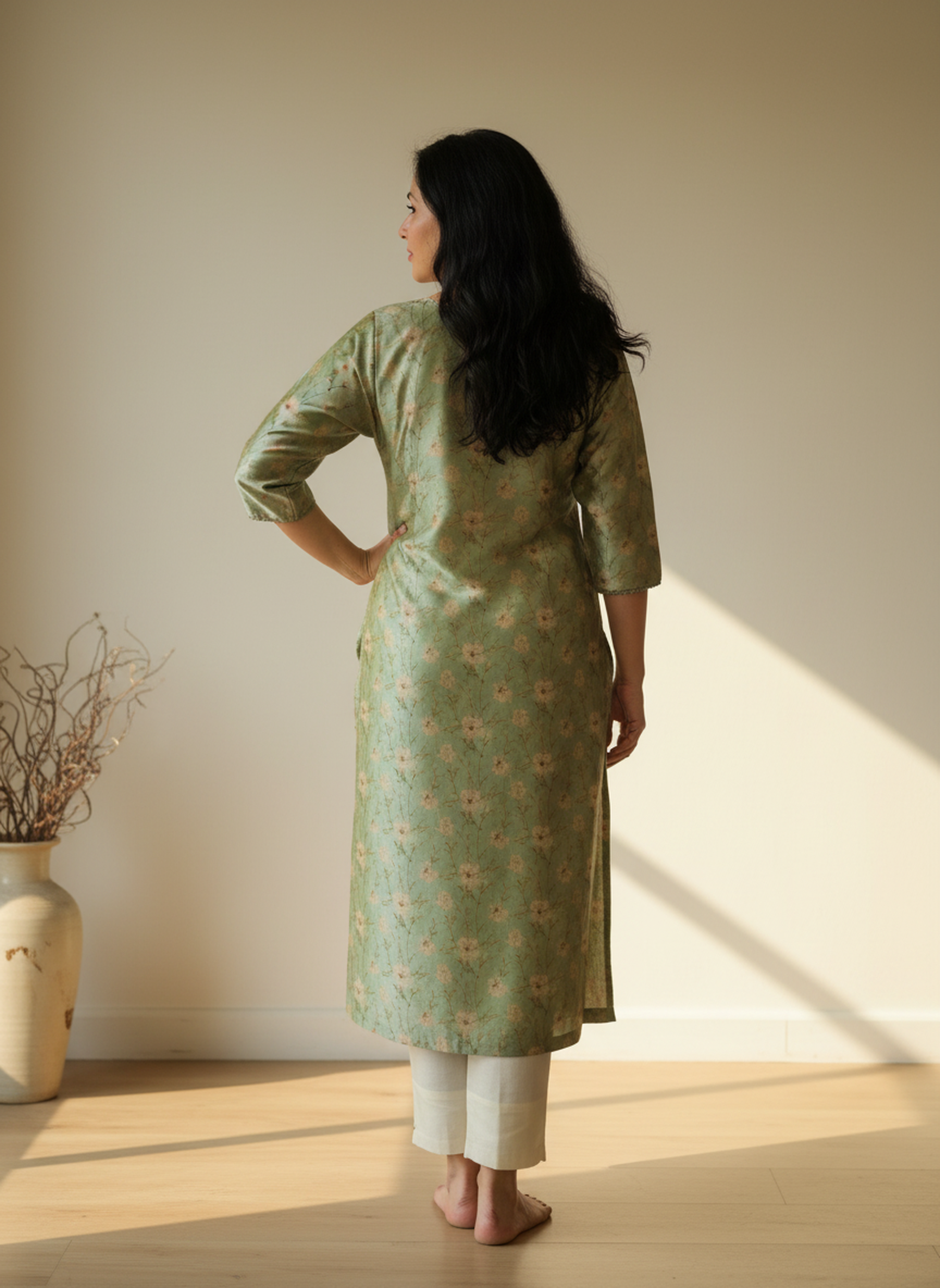 Poly Silk Digital Printed Straight Kurta