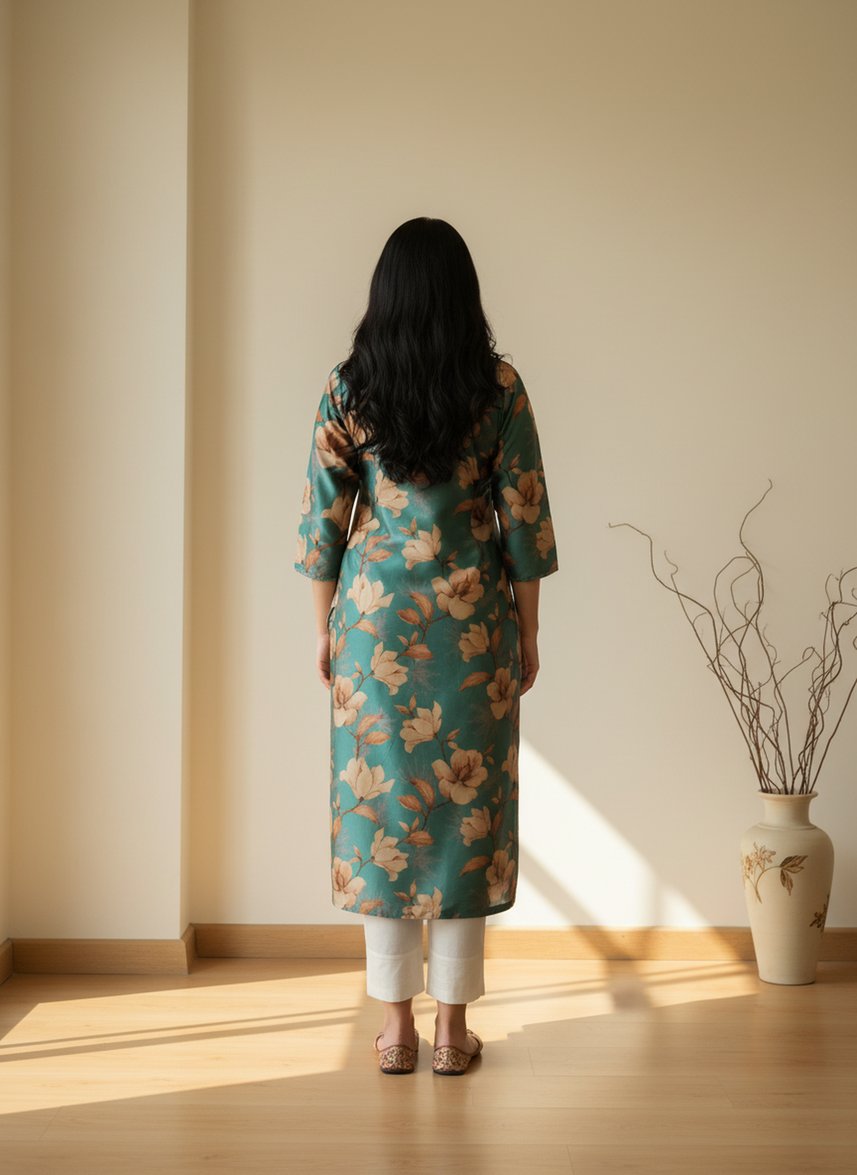 Poly Silk Digital Printed Straight Kurta